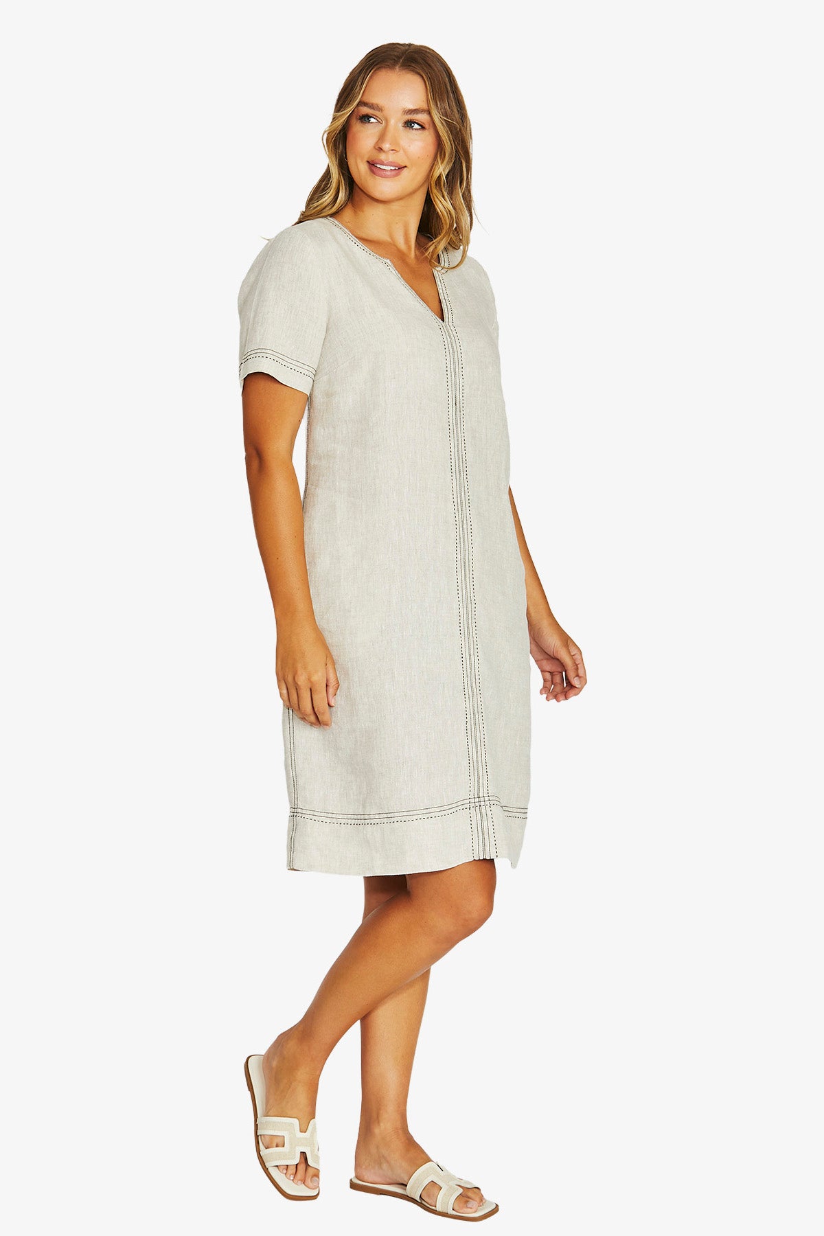 JUMP Tack Stitch Dress NATURAL