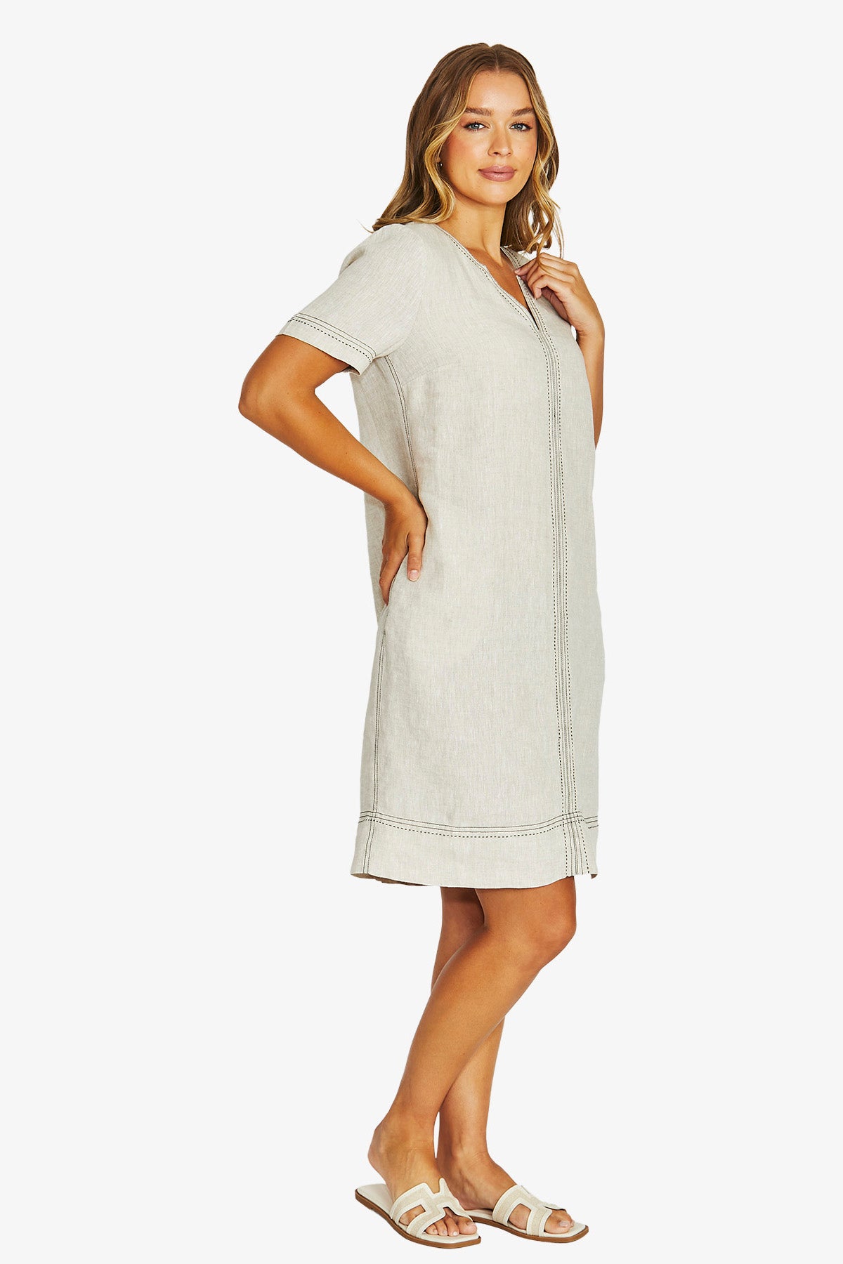 JUMP Tack Stitch Dress NATURAL