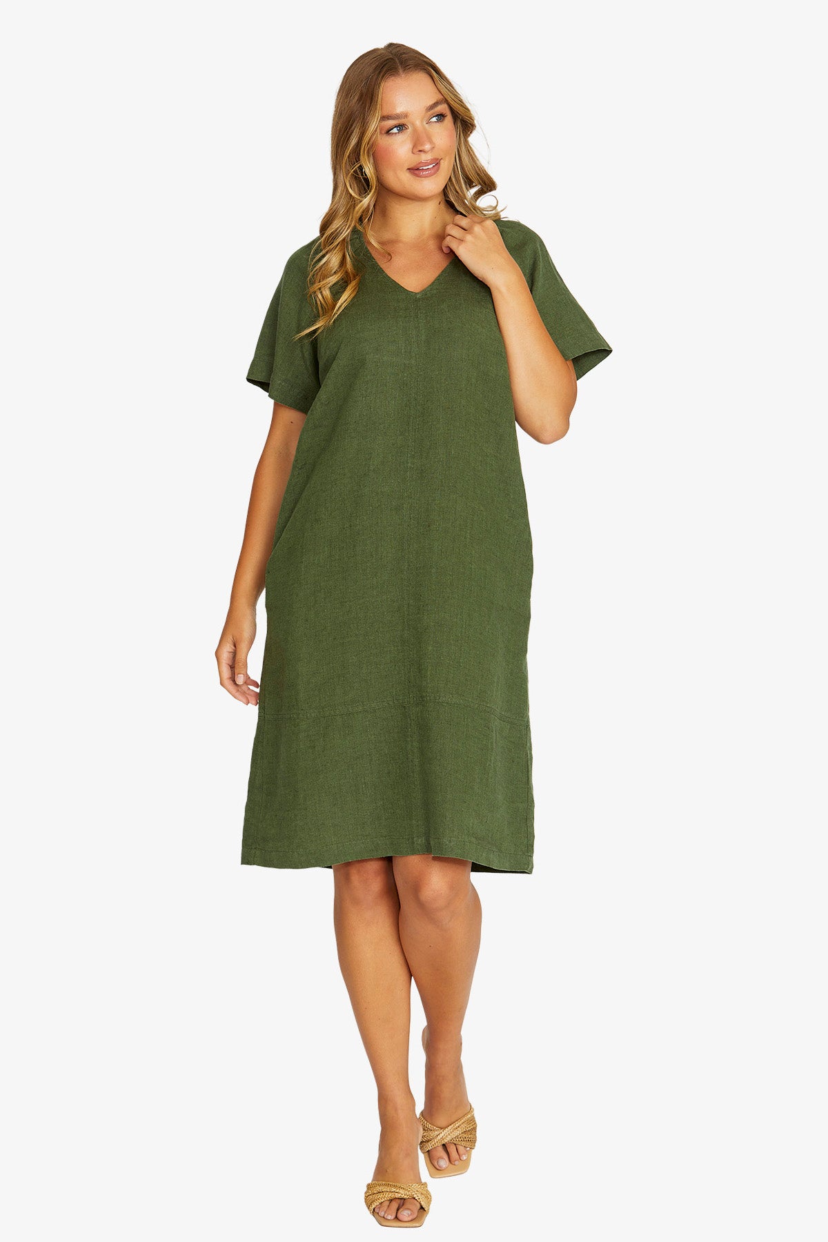 JUMP Flutter Sleeve Dress EVERGREEN