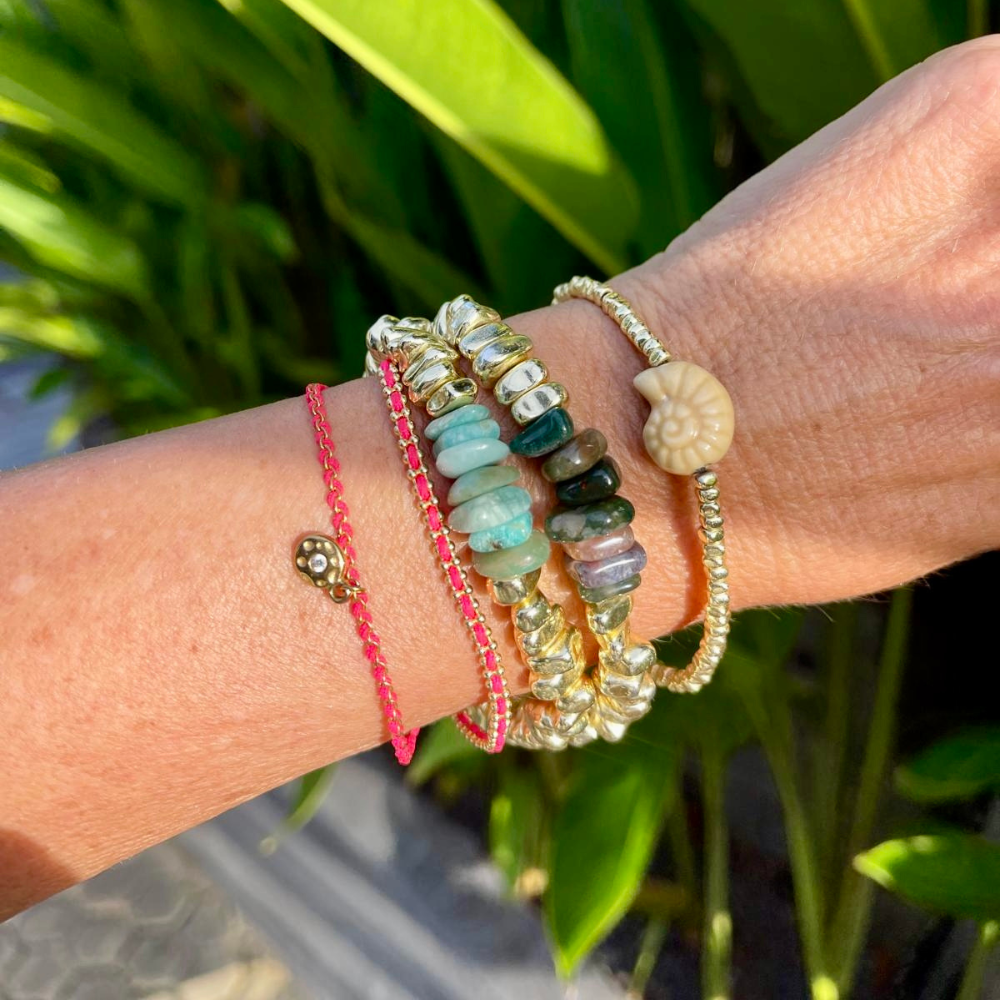 HEI TAI Chunky Luxe Gold Bracelet EARTH STONES