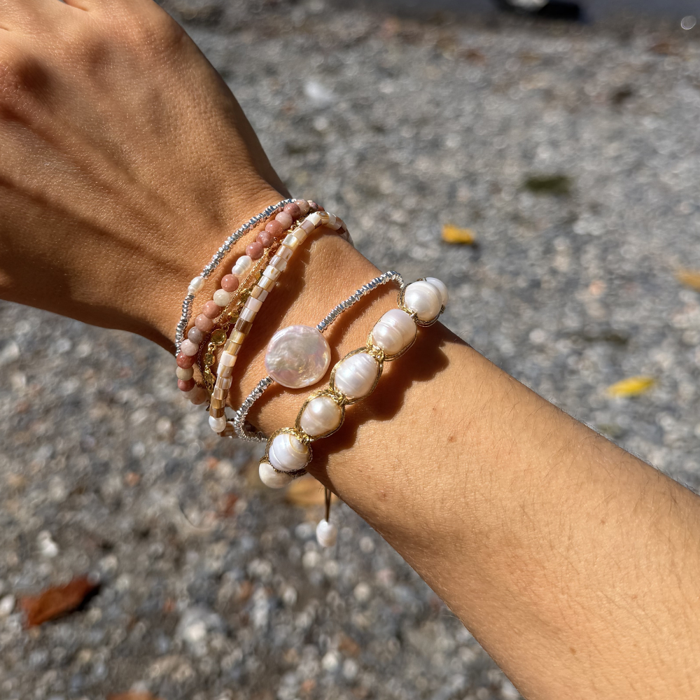 HEI TAI Silver Bracelet TWO TINY PEARLS