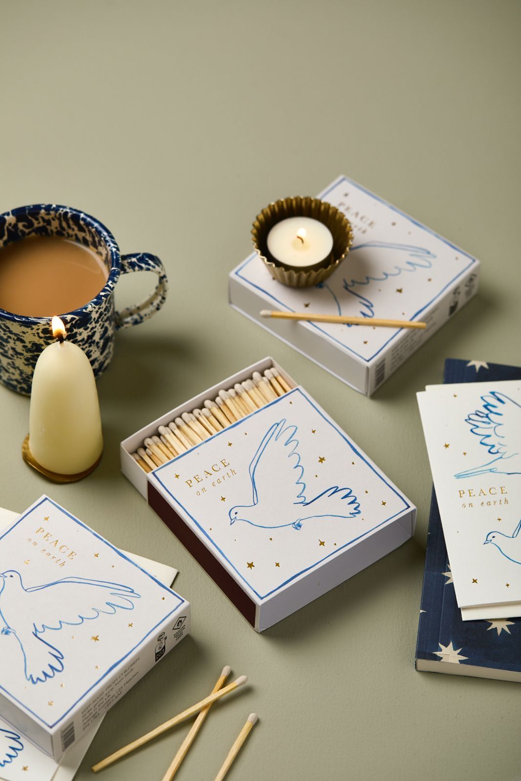 ARCHIVIST Square Box Matches PEACE DOVE