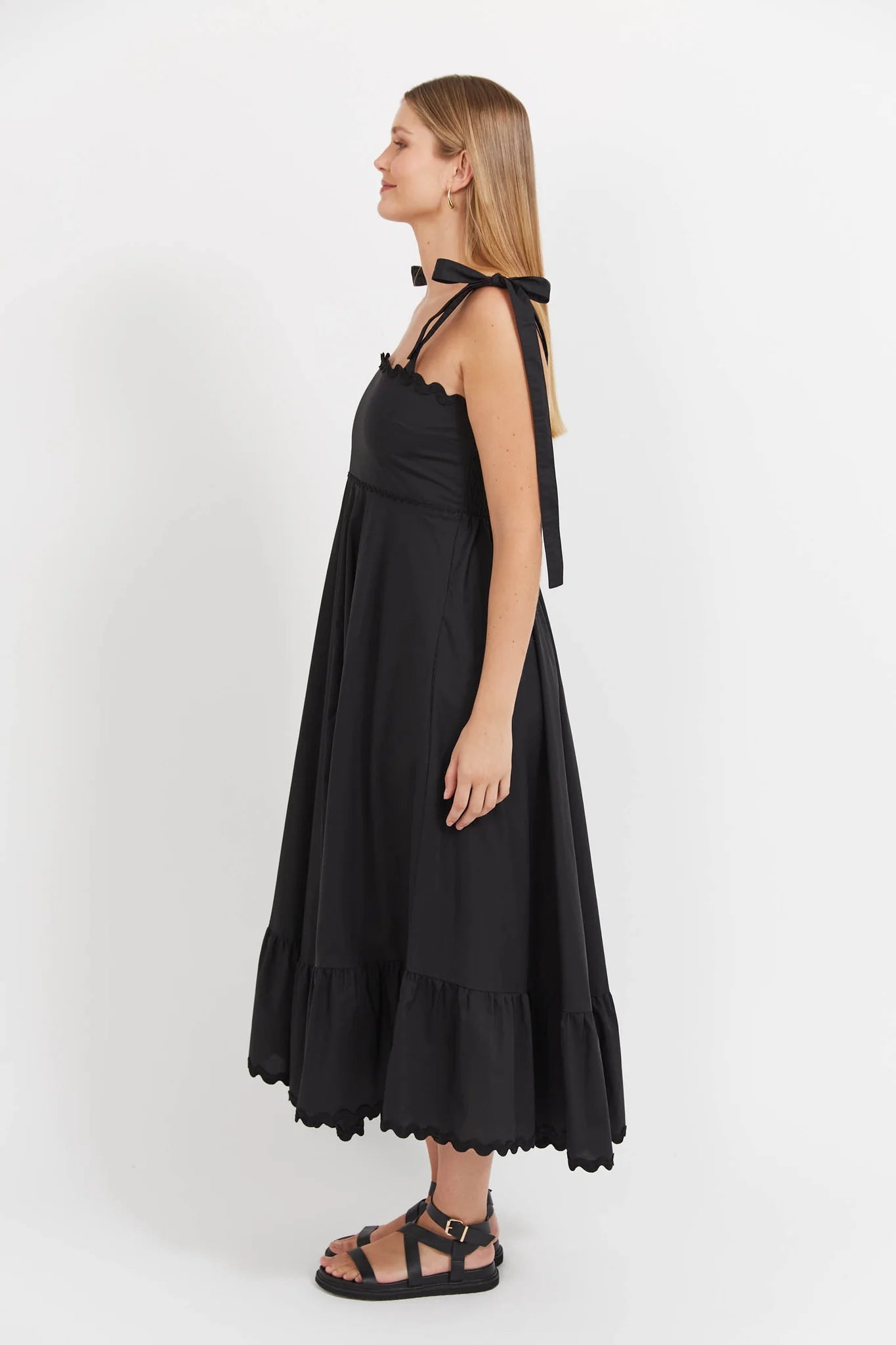 HAVEN Brasilia Tie Maxi Dress BLACK