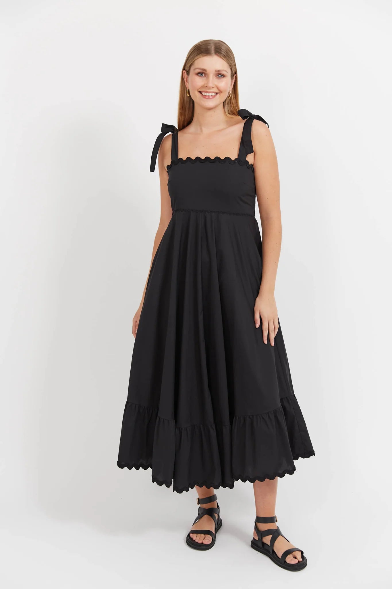HAVEN Brasilia Tie Maxi Dress BLACK