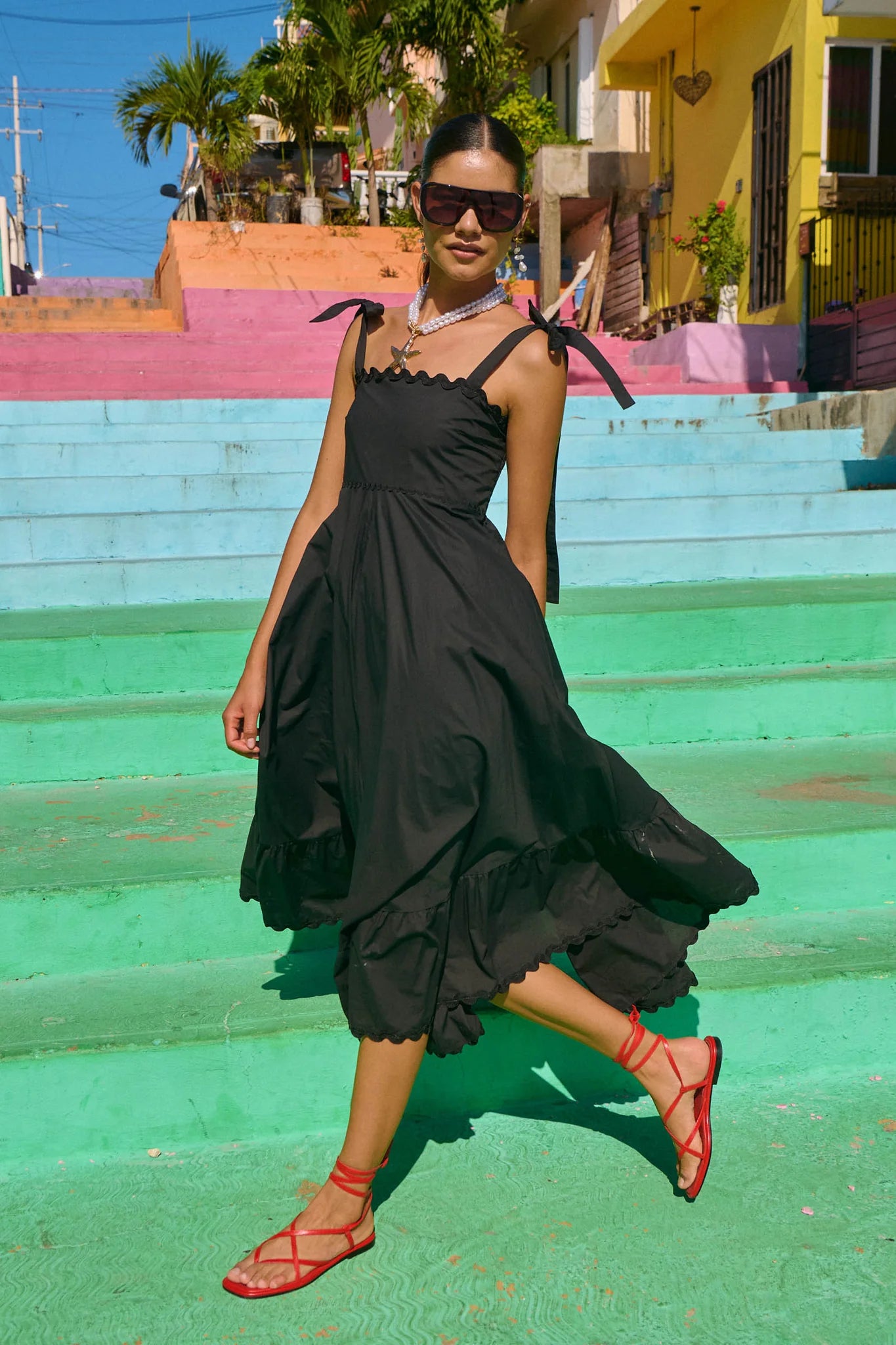 HAVEN Brasilia Tie Maxi Dress BLACK