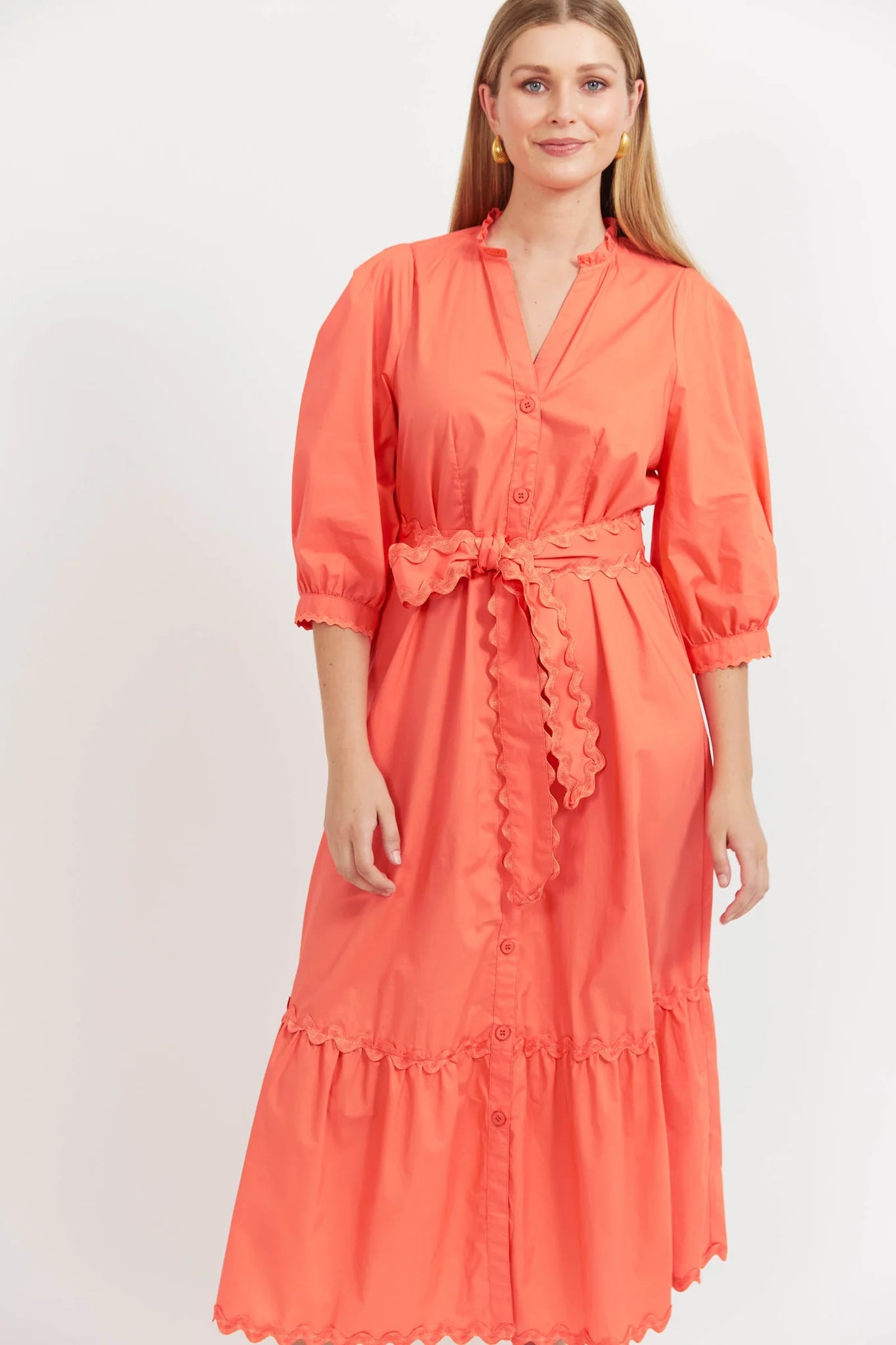 HAVEN Brasilia Button Maxi Dress CORAL