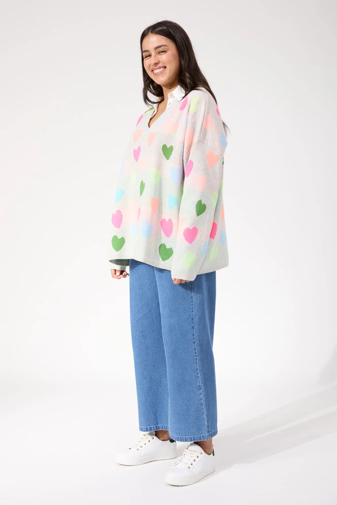 HAVEN Alaska Relaxed Heart Jumper NEON