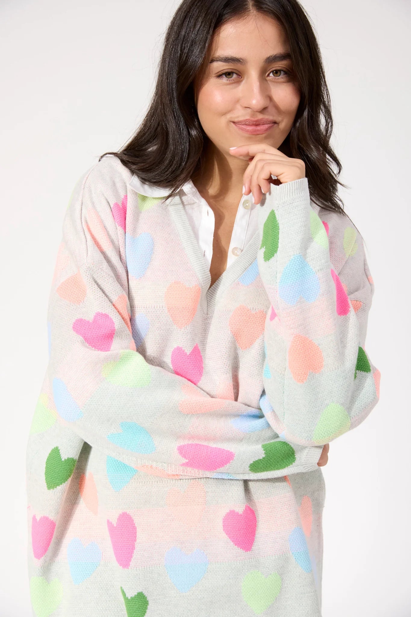 HAVEN Alaska Relaxed Heart Jumper NEON