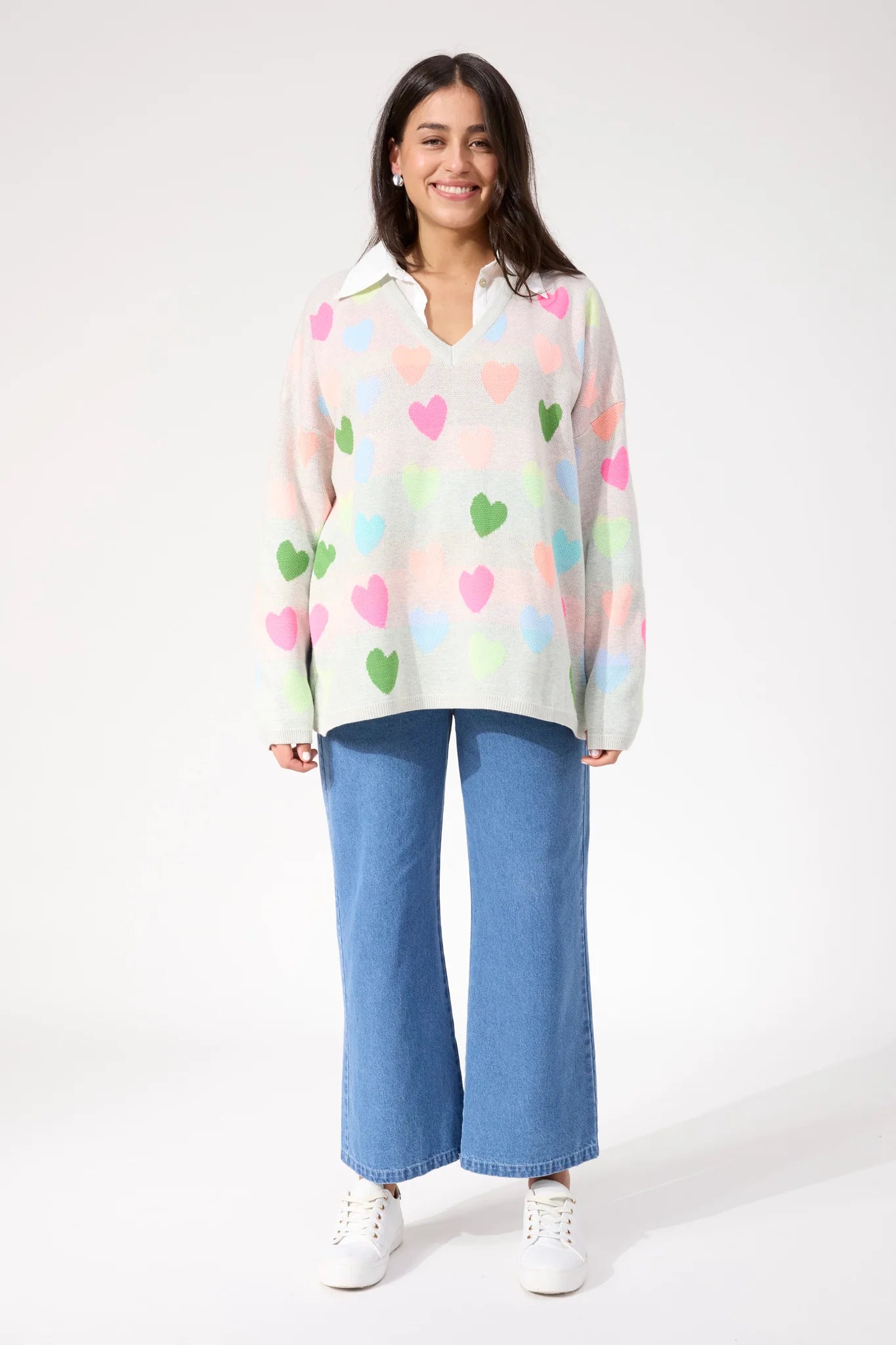 HAVEN Alaska Relaxed Heart Jumper NEON