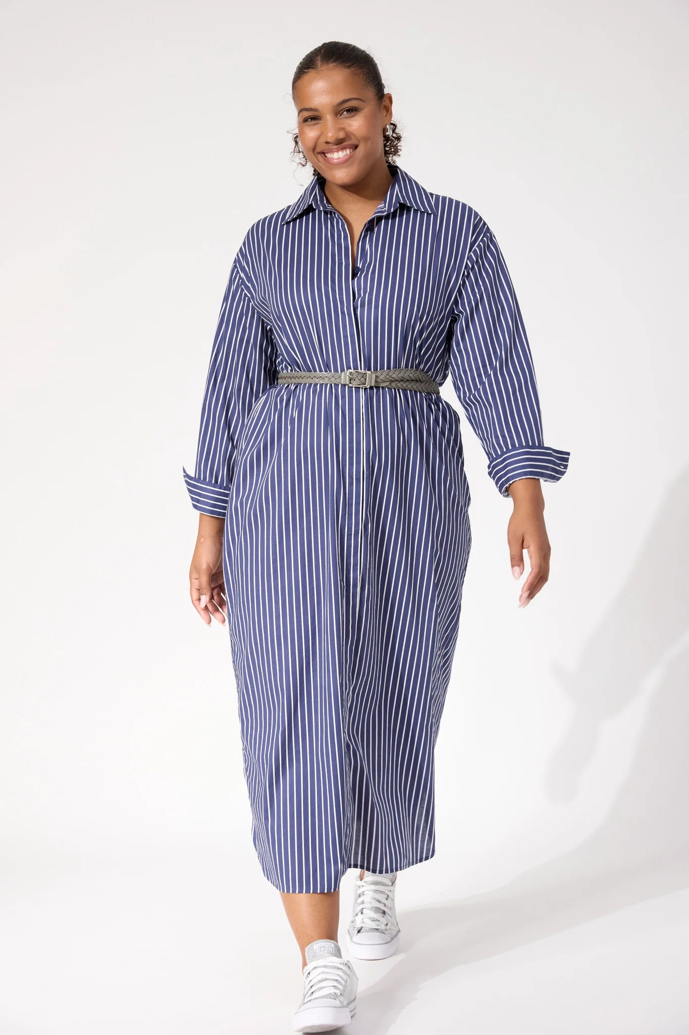 HAVEN Fairbanks Stripe Shirt Dress NAVY