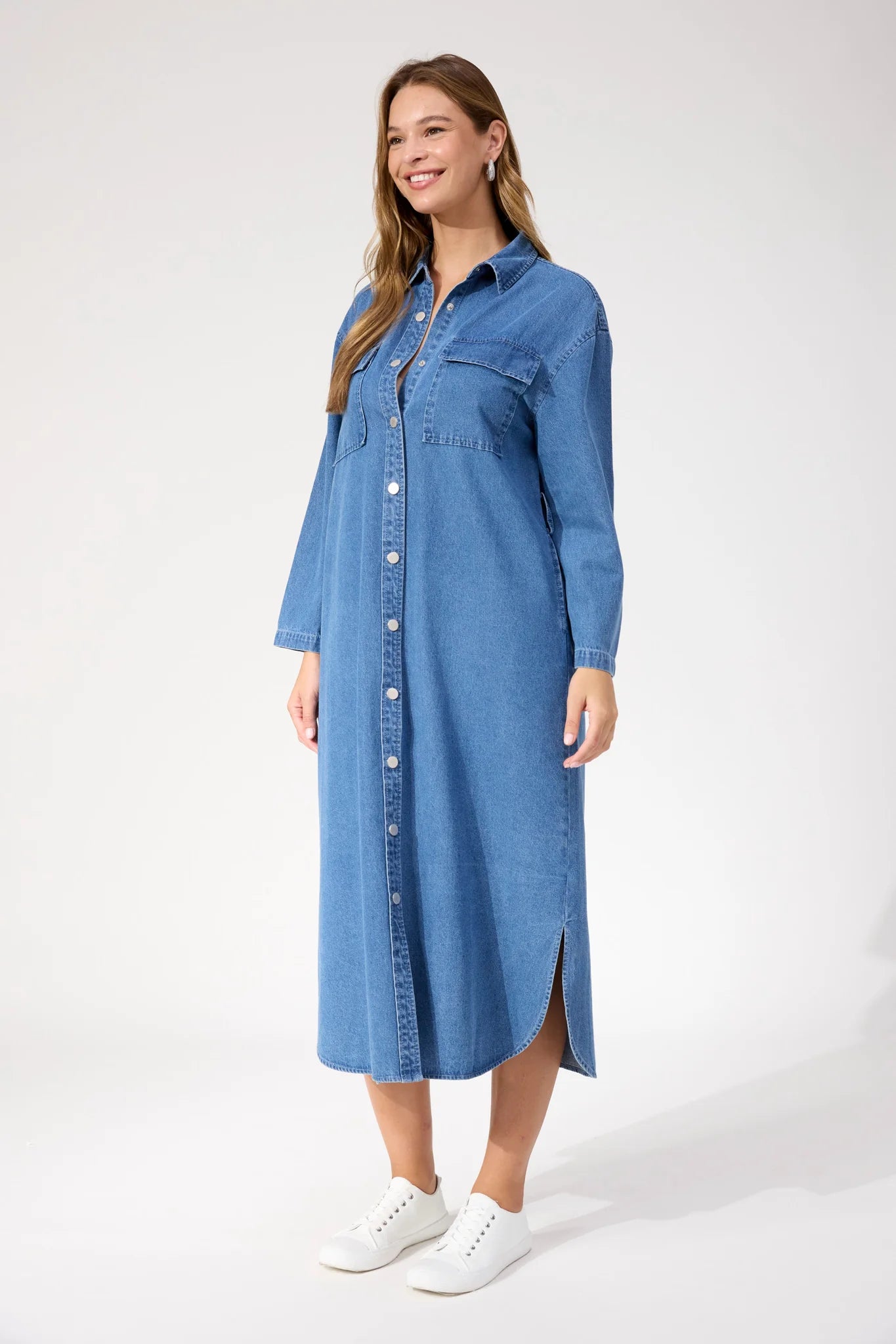 HAVEN Denver Denim Shirt Dress BLUE