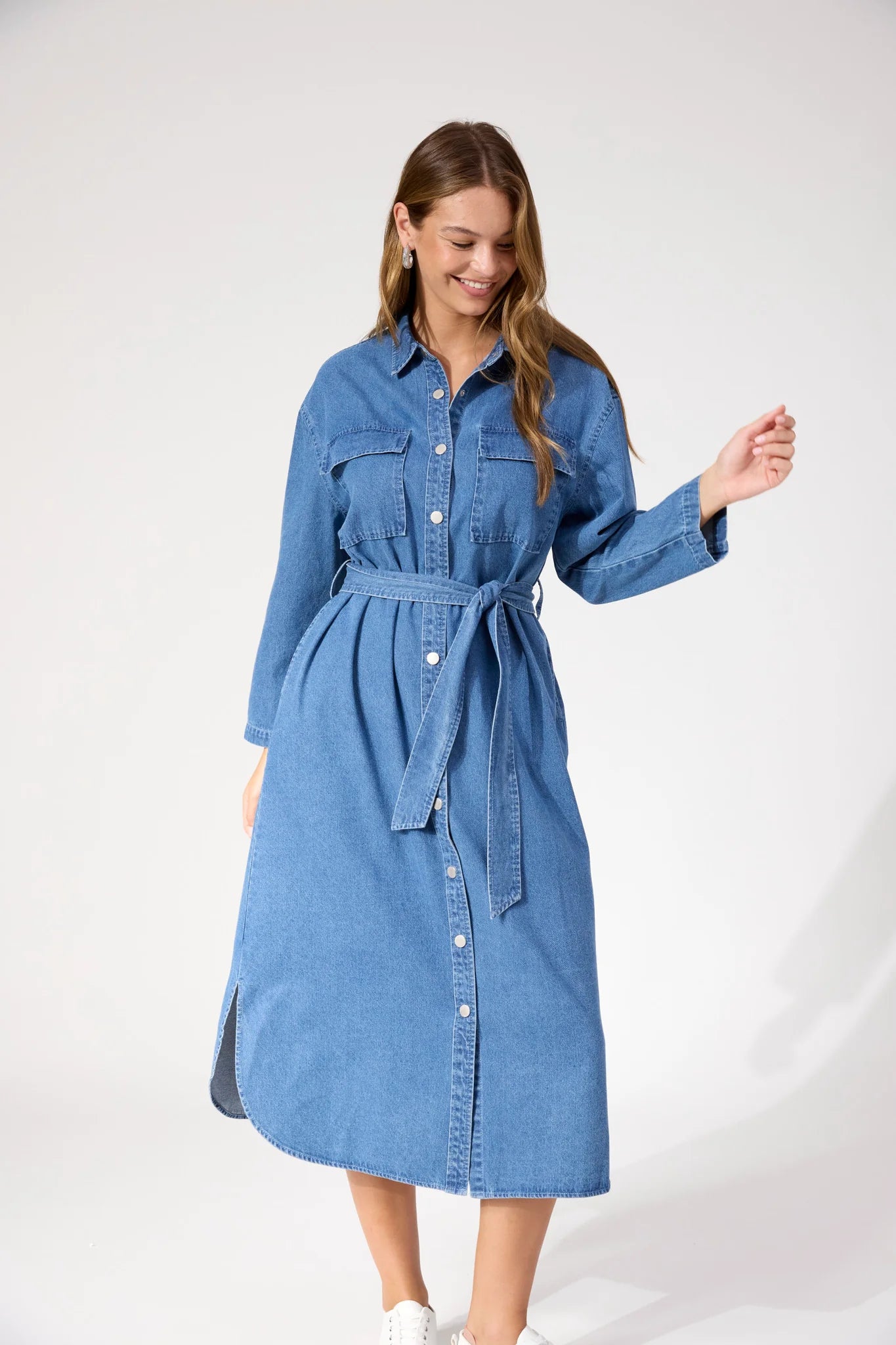 HAVEN Denver Denim Shirt Dress BLUE