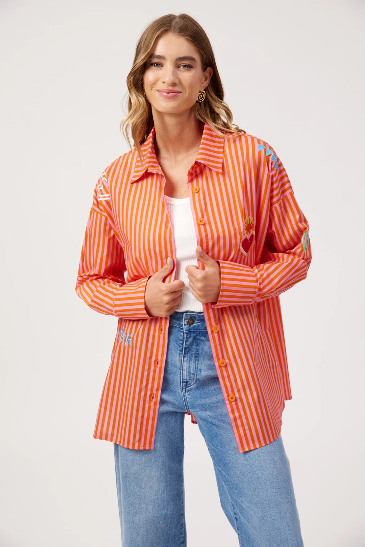 HAVEN Mykonos Embroidered Shirt PINK