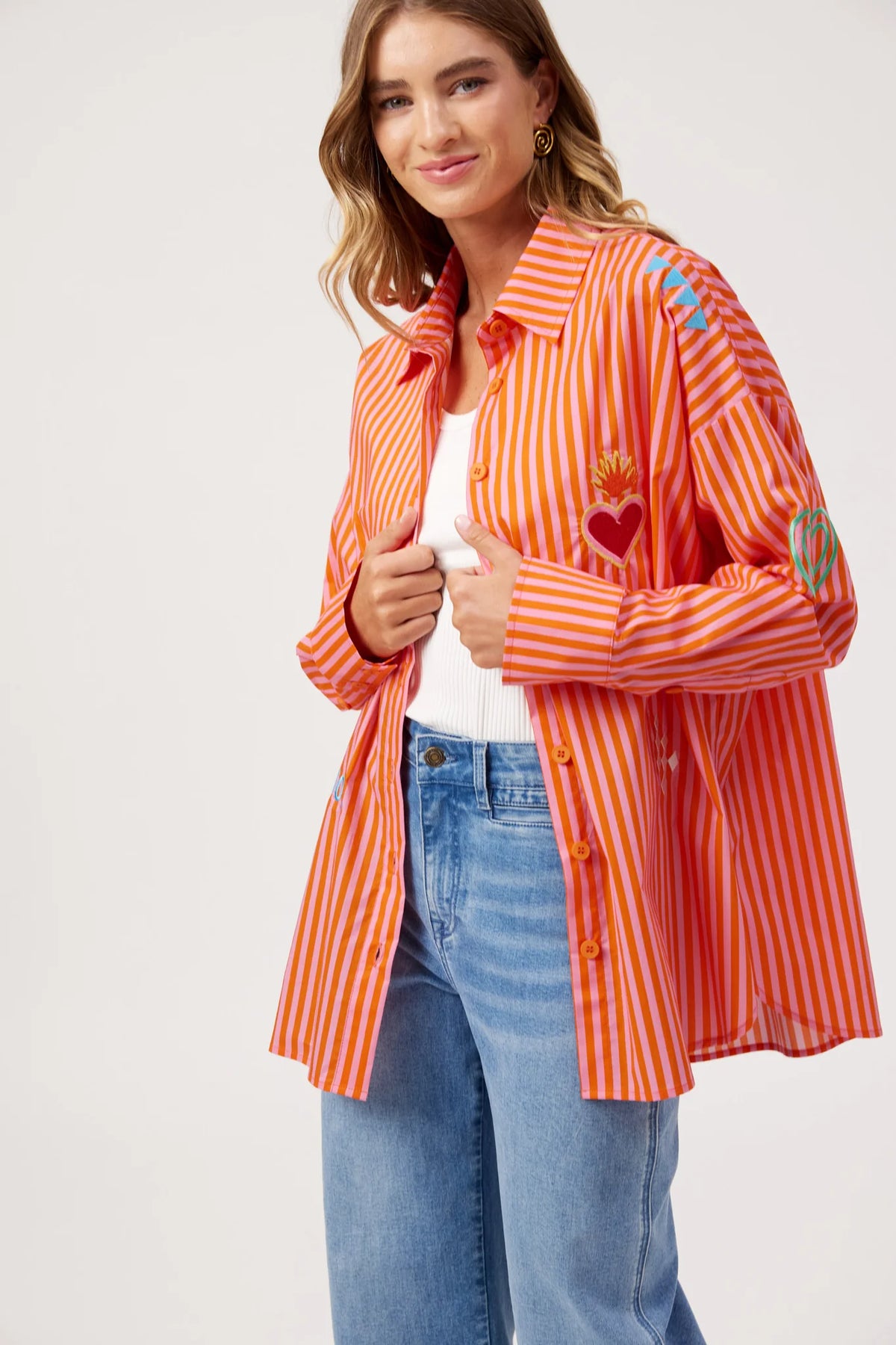 HAVEN Mykonos Embroidered Shirt PINK