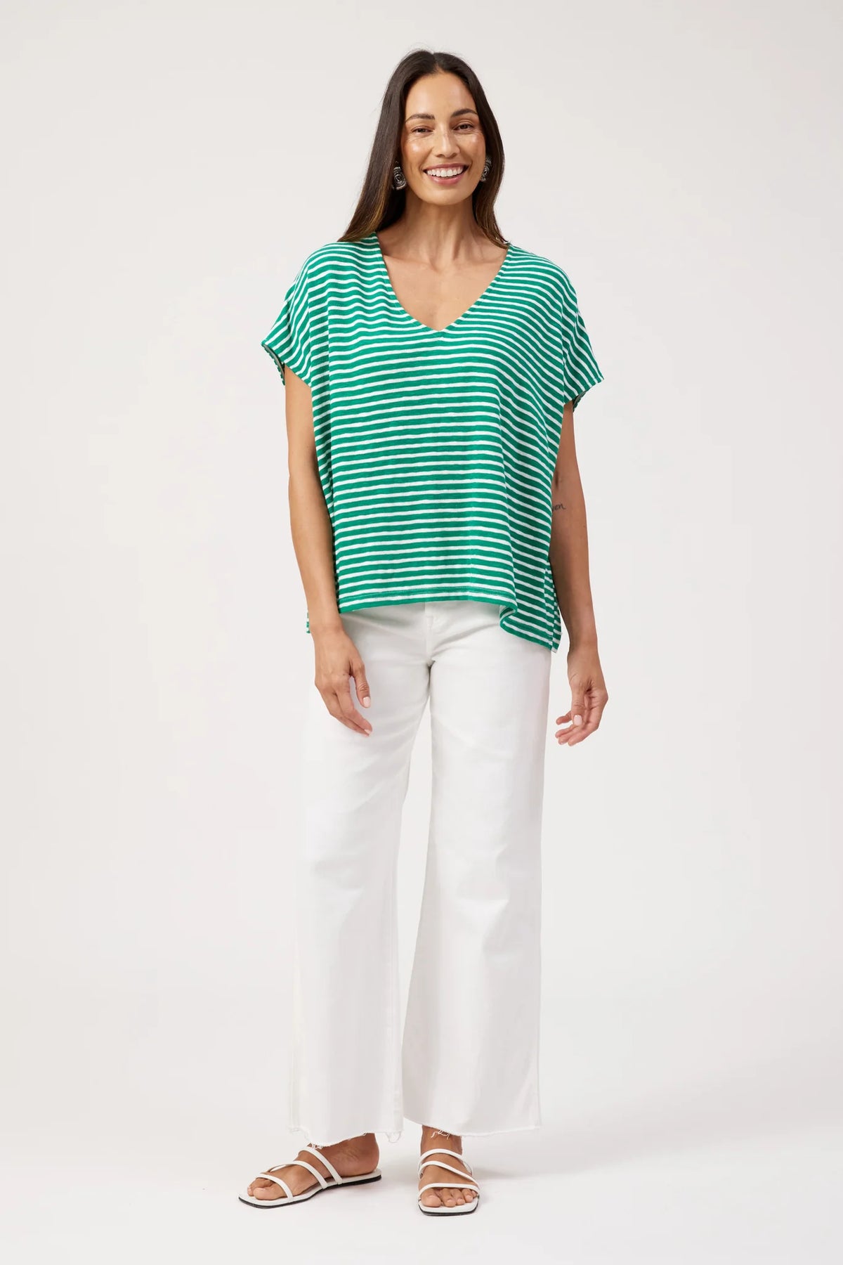 HAVEN Tropea Stripe Tshirt GREEN