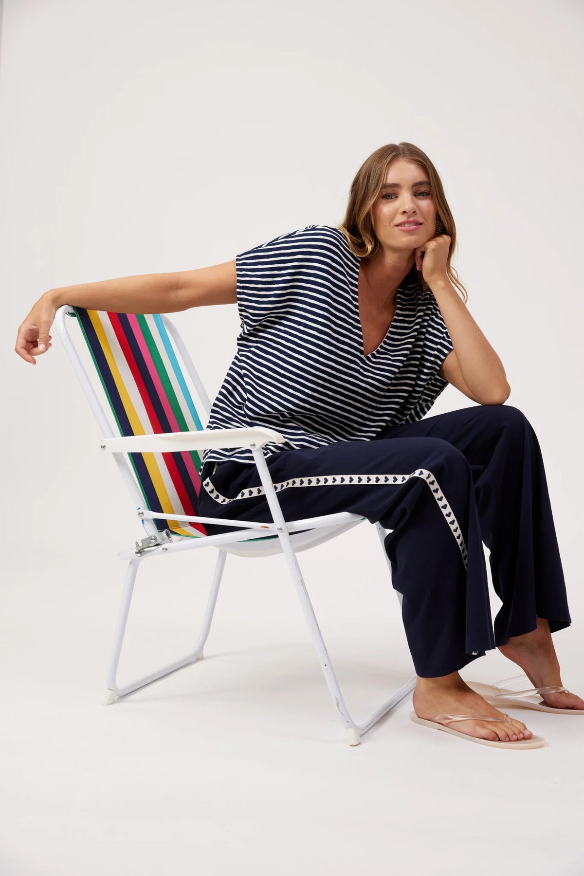 HAVEN Tropea Stripe Tshirt NAVY