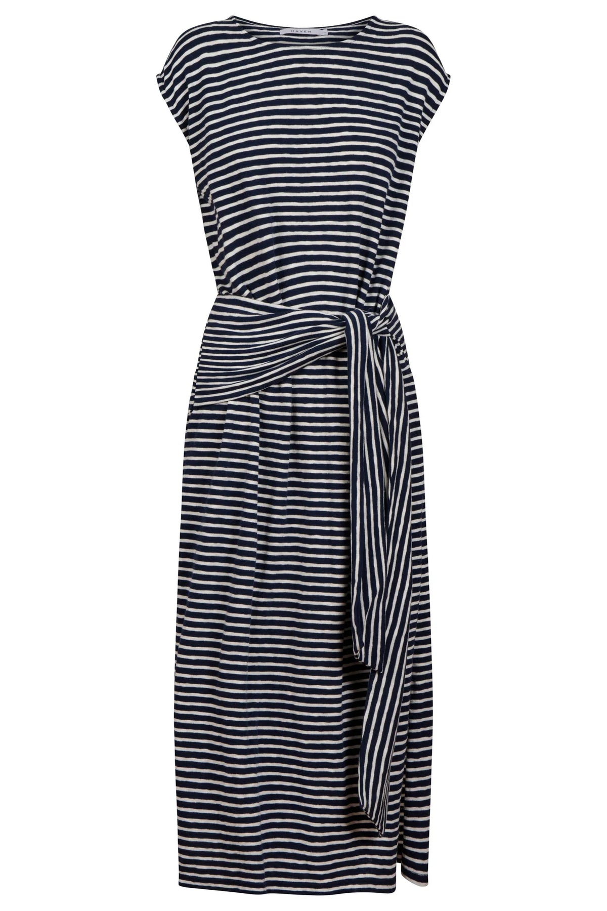 HAVEN Tropea Stripe Tie Dress NAVY