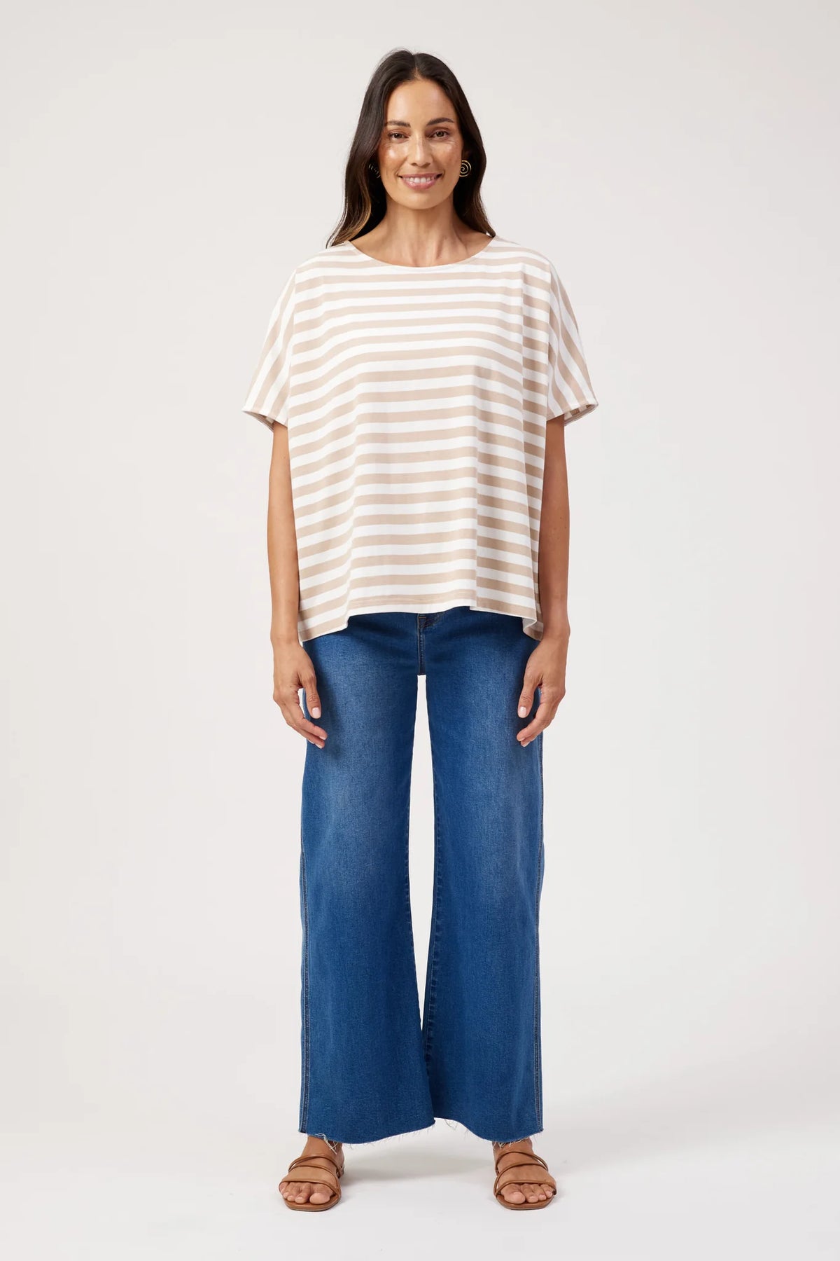 HAVEN Kos Stripe Tshirt SAND