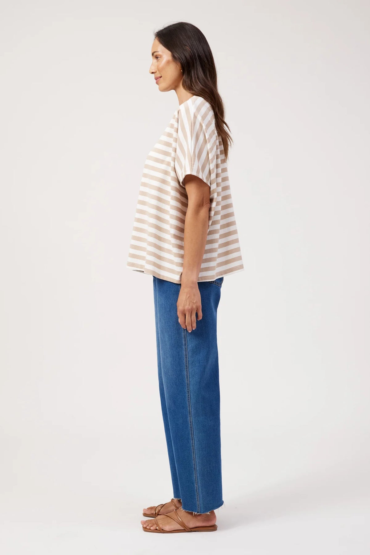 HAVEN Kos Stripe Tshirt SAND