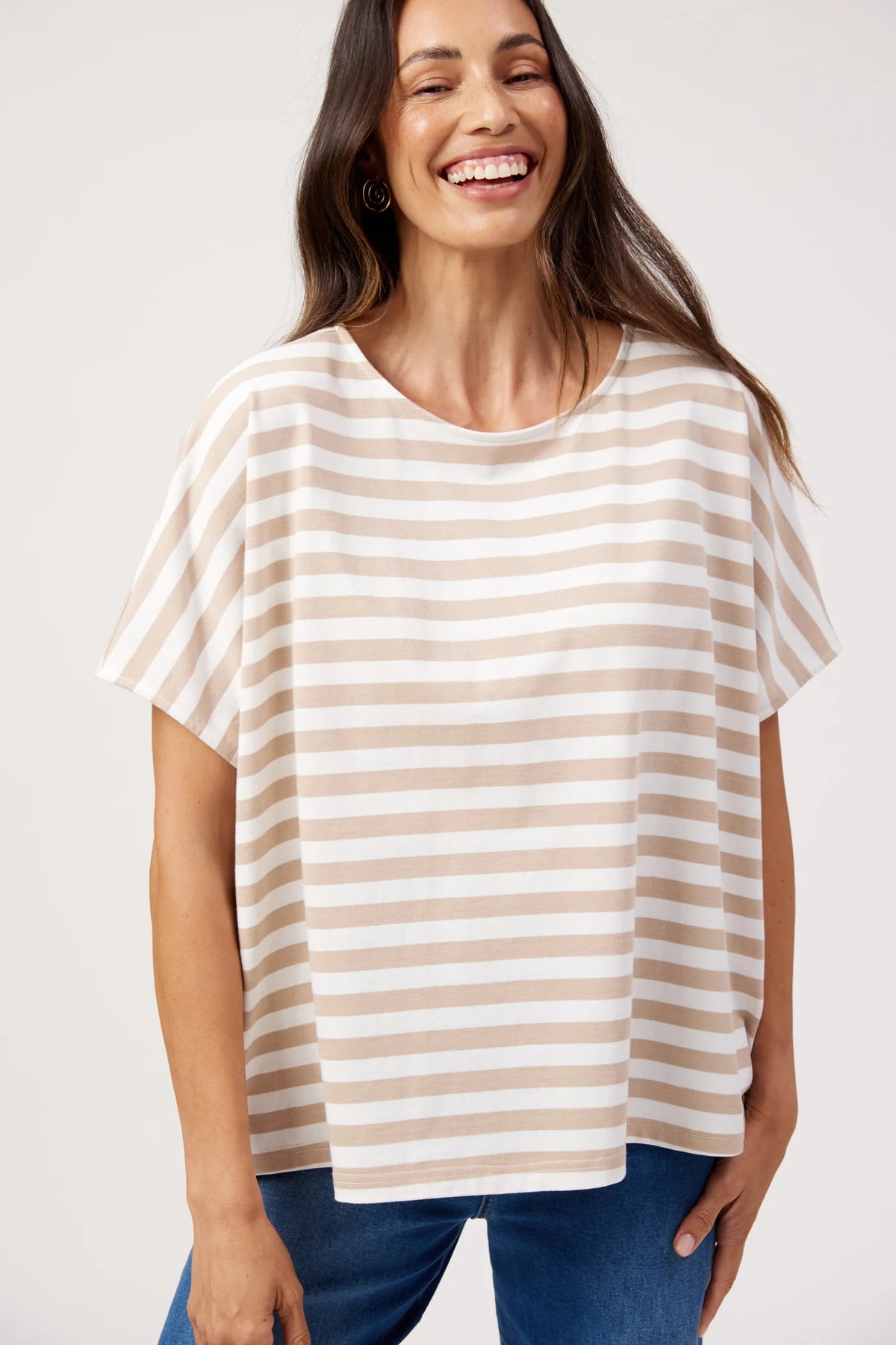 HAVEN Kos Stripe Tshirt SAND