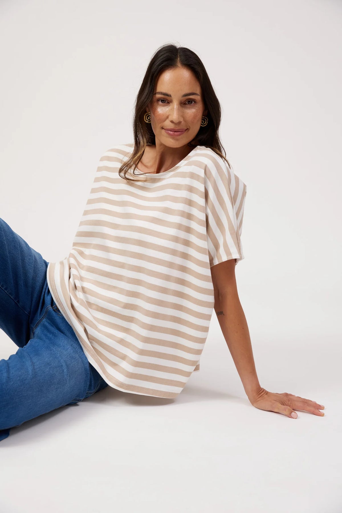 HAVEN Kos Stripe Tshirt SAND