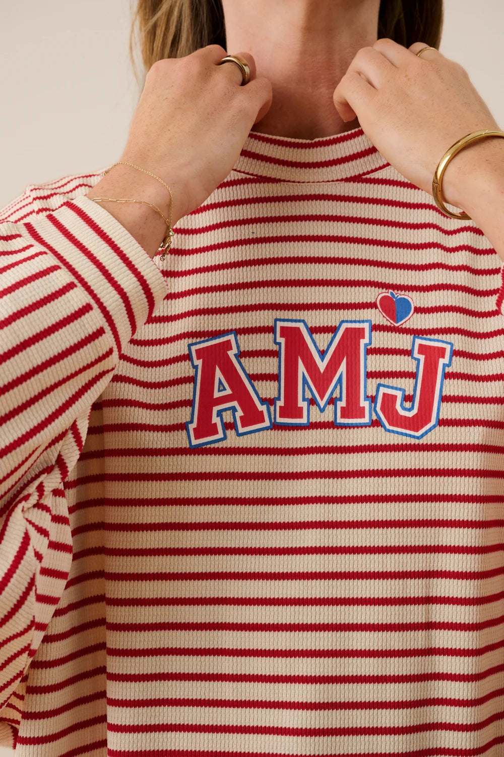 ARAMINTA JAMES Waffle Long Sleeve Top RED ALERT