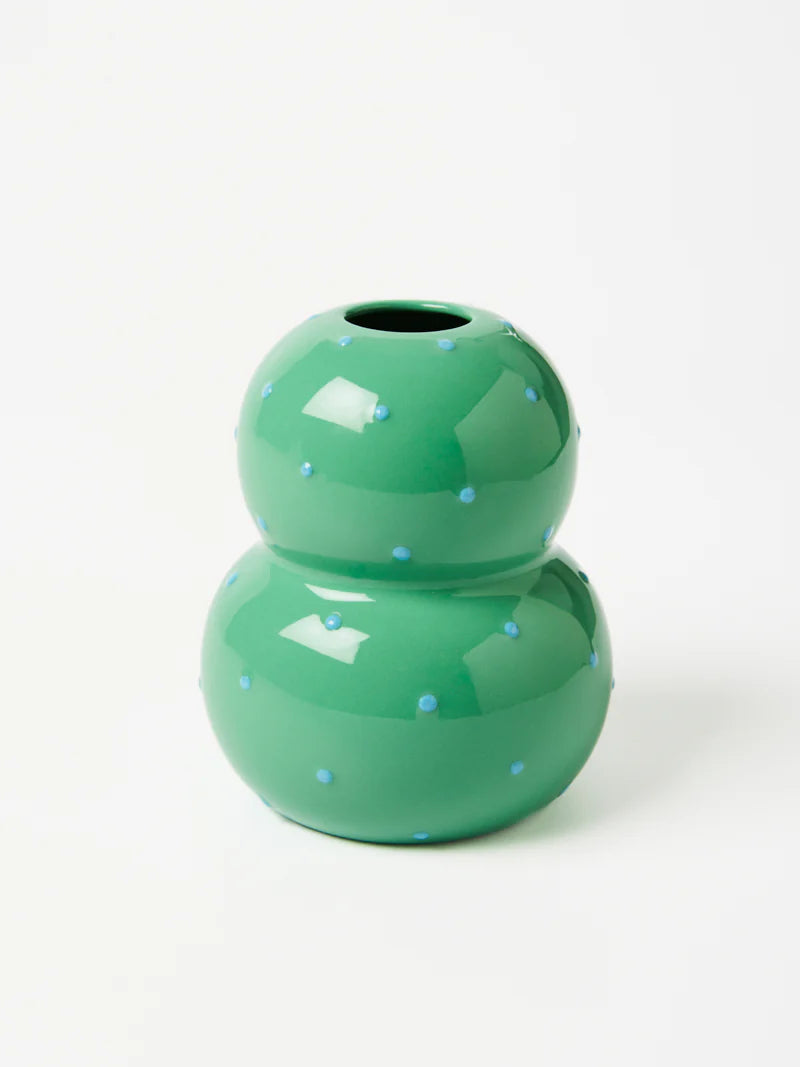 JONES & CO Fonda Vase GREEN BLUE DOT