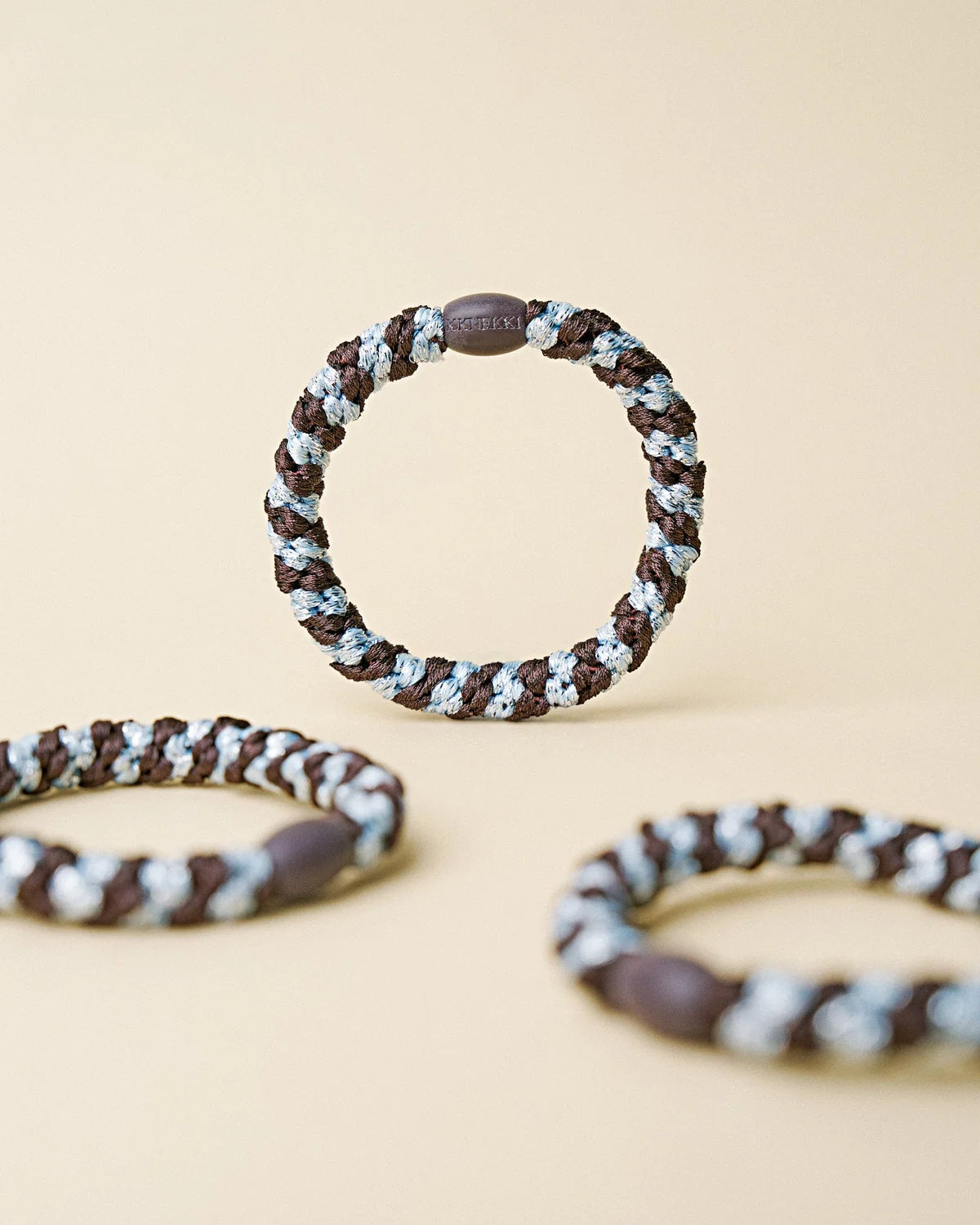 KKNEKKI Original Hair Tie BROWN SEA BLUE GLITTER STRIPE