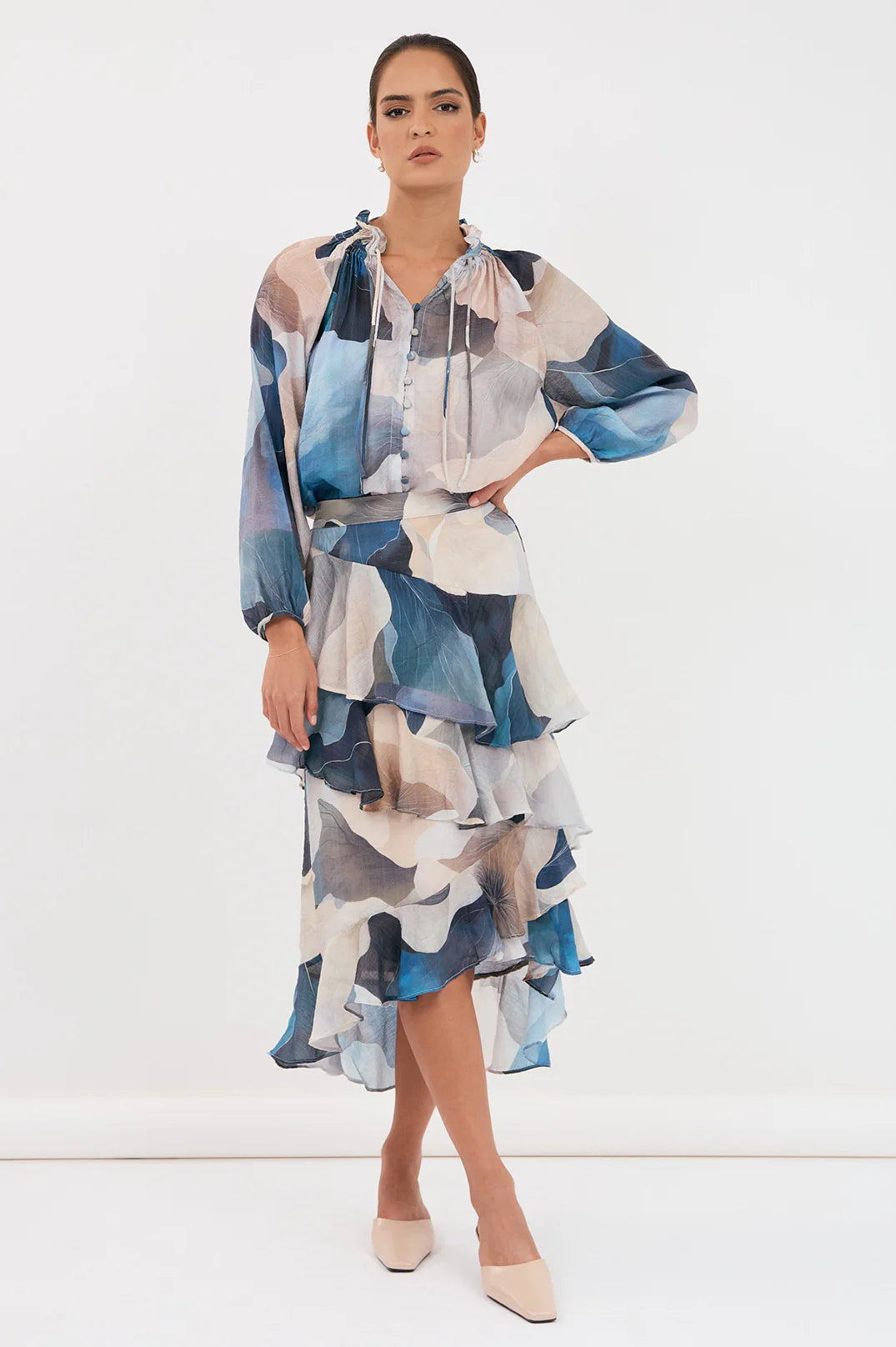 AD Peta Printed Frilled Skirt