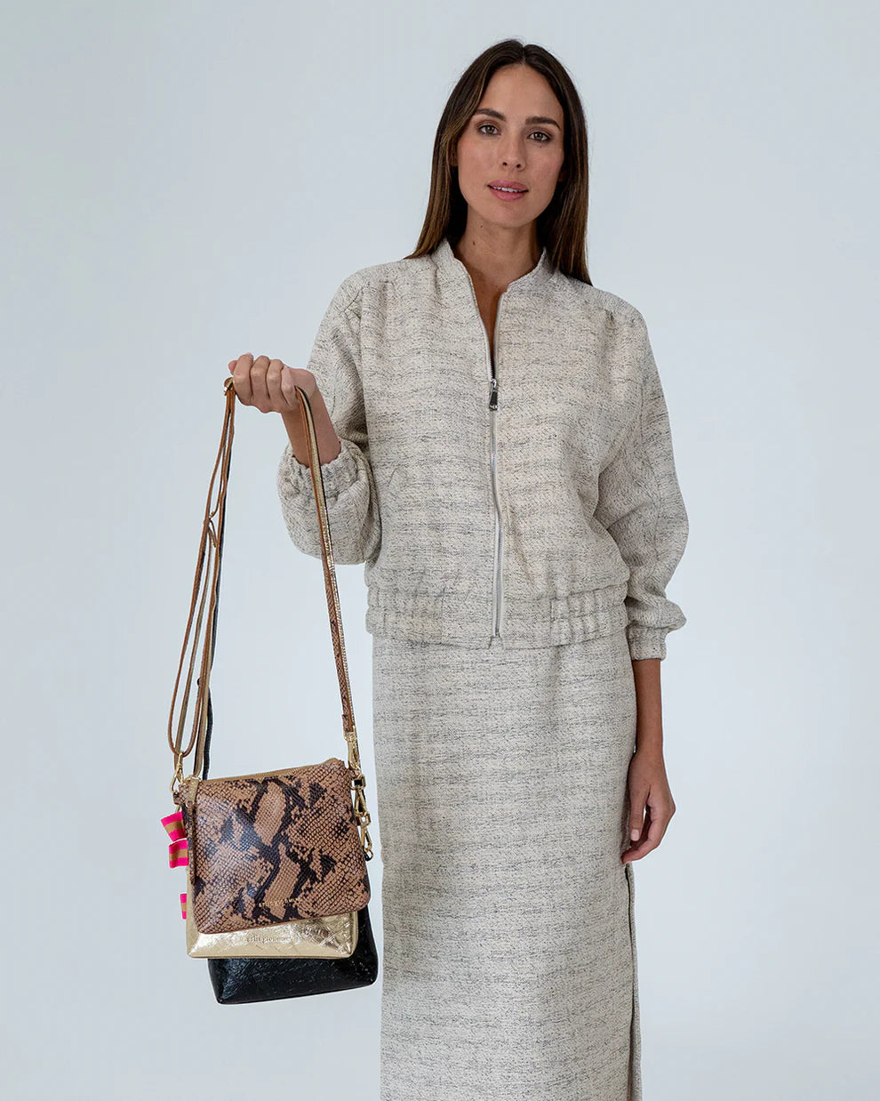 ARLINGTON MILNE Alexis Crossbody CARAMEL PYTHON