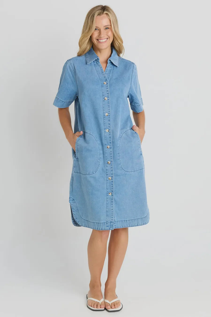 BETTY BASICS Dawson Denim Dress MID BLUE