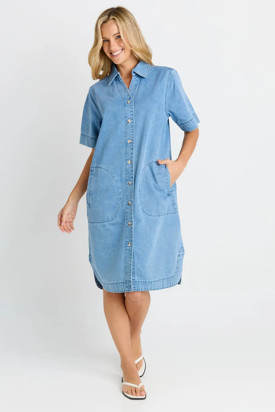 BETTY BASICS Dawson Denim Dress MID BLUE