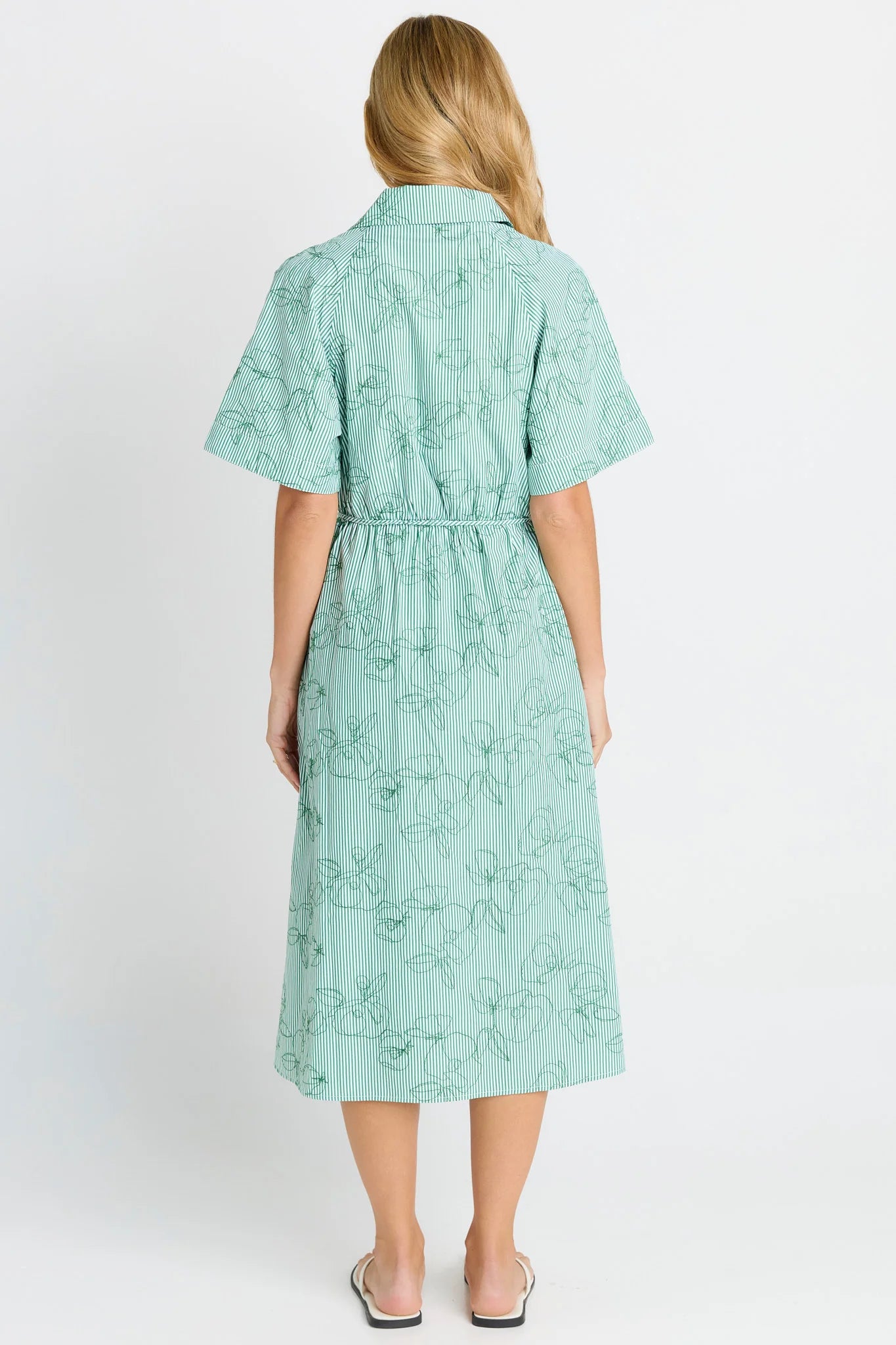 BETTY BASICS Shelley Shirt Dress GREEN STRIPE