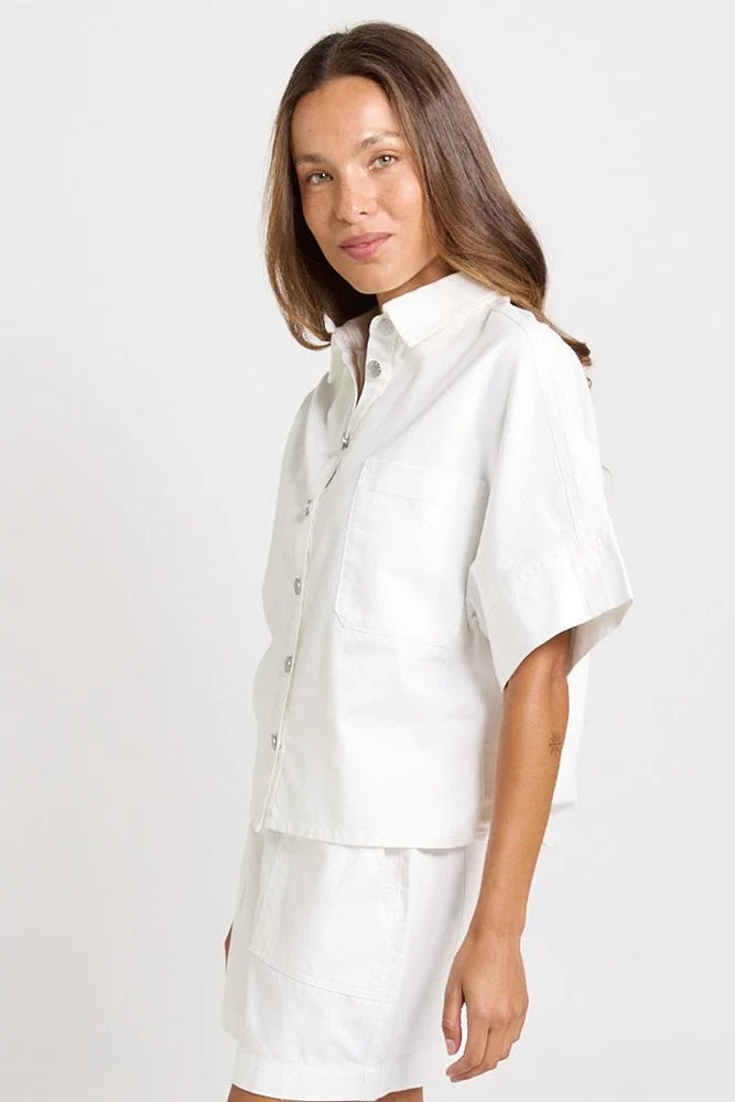 BETTY BASICS Dawn Denim Shirt WHITE