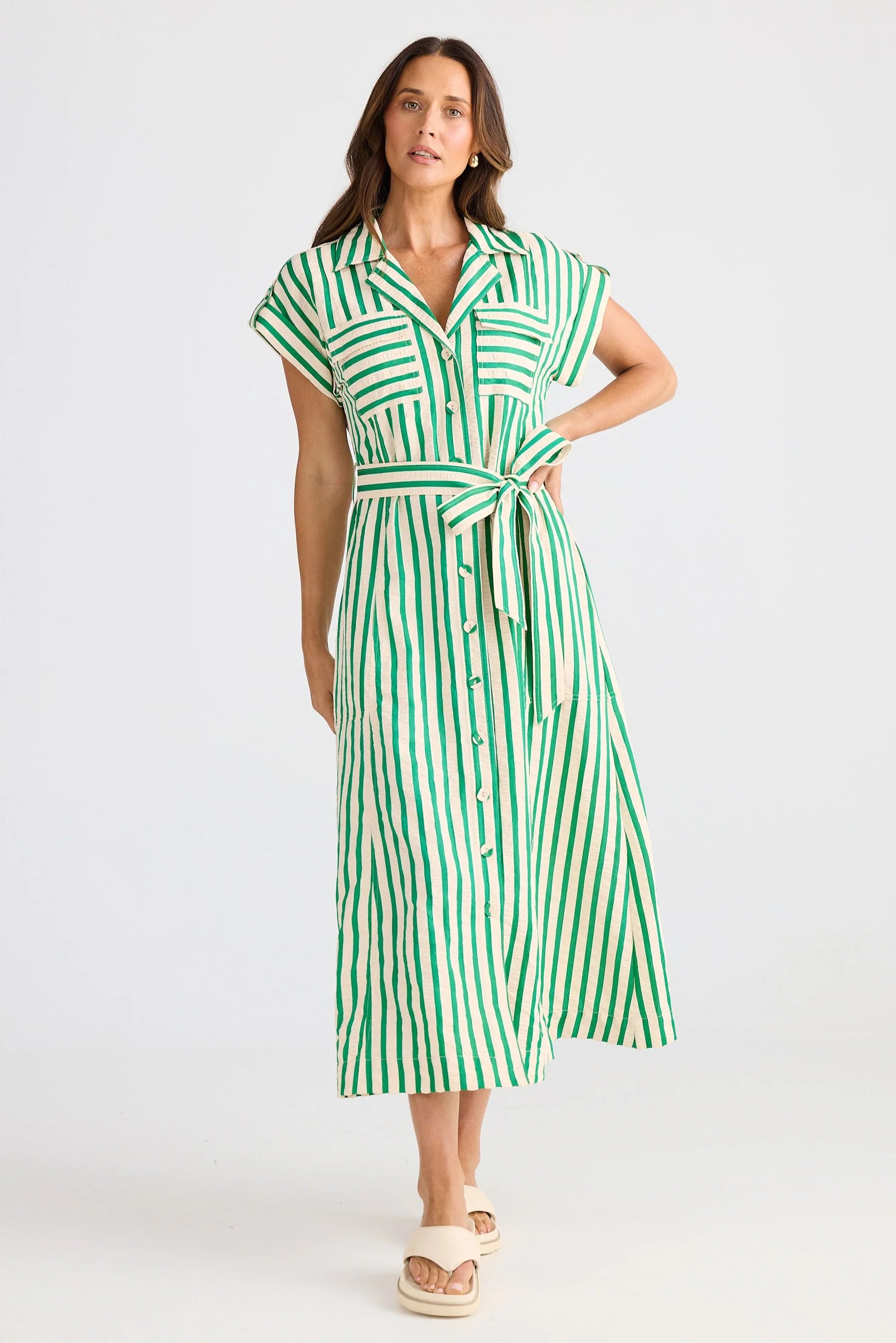 BRAVE & TRUE Portia Dress JADE STRIPE