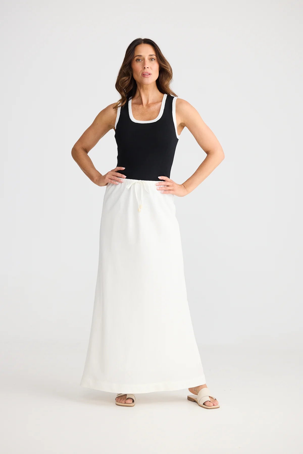 BRAVE & TRUE Hettie Bias Skirt OFF WHITE