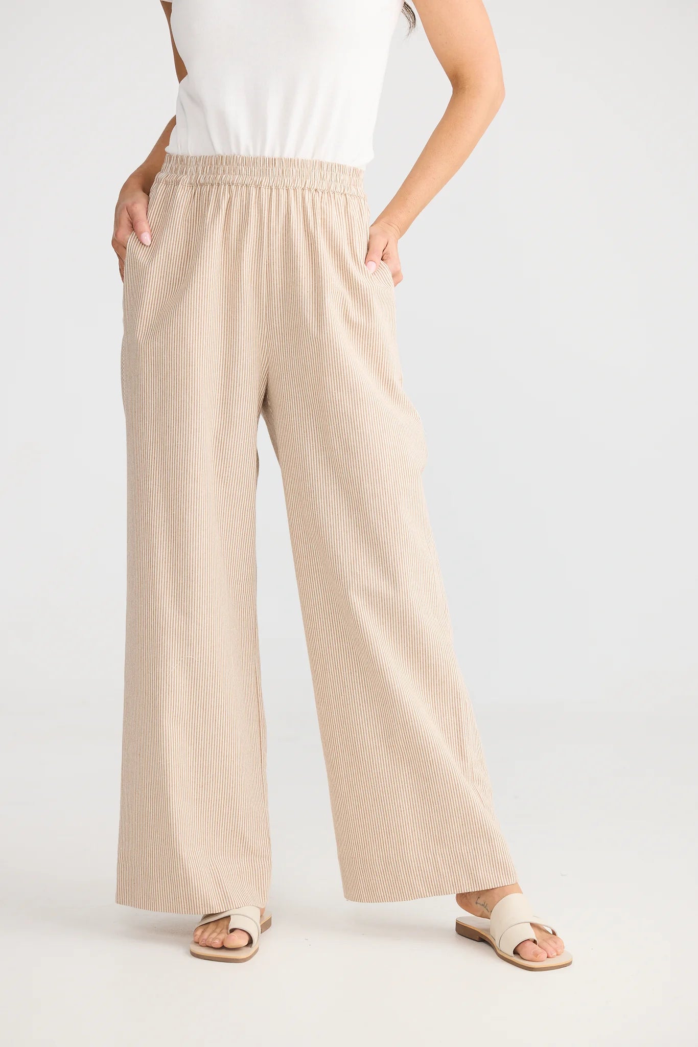 BRAVE & TRUE Monty Pant LATTE PINSTRIPE