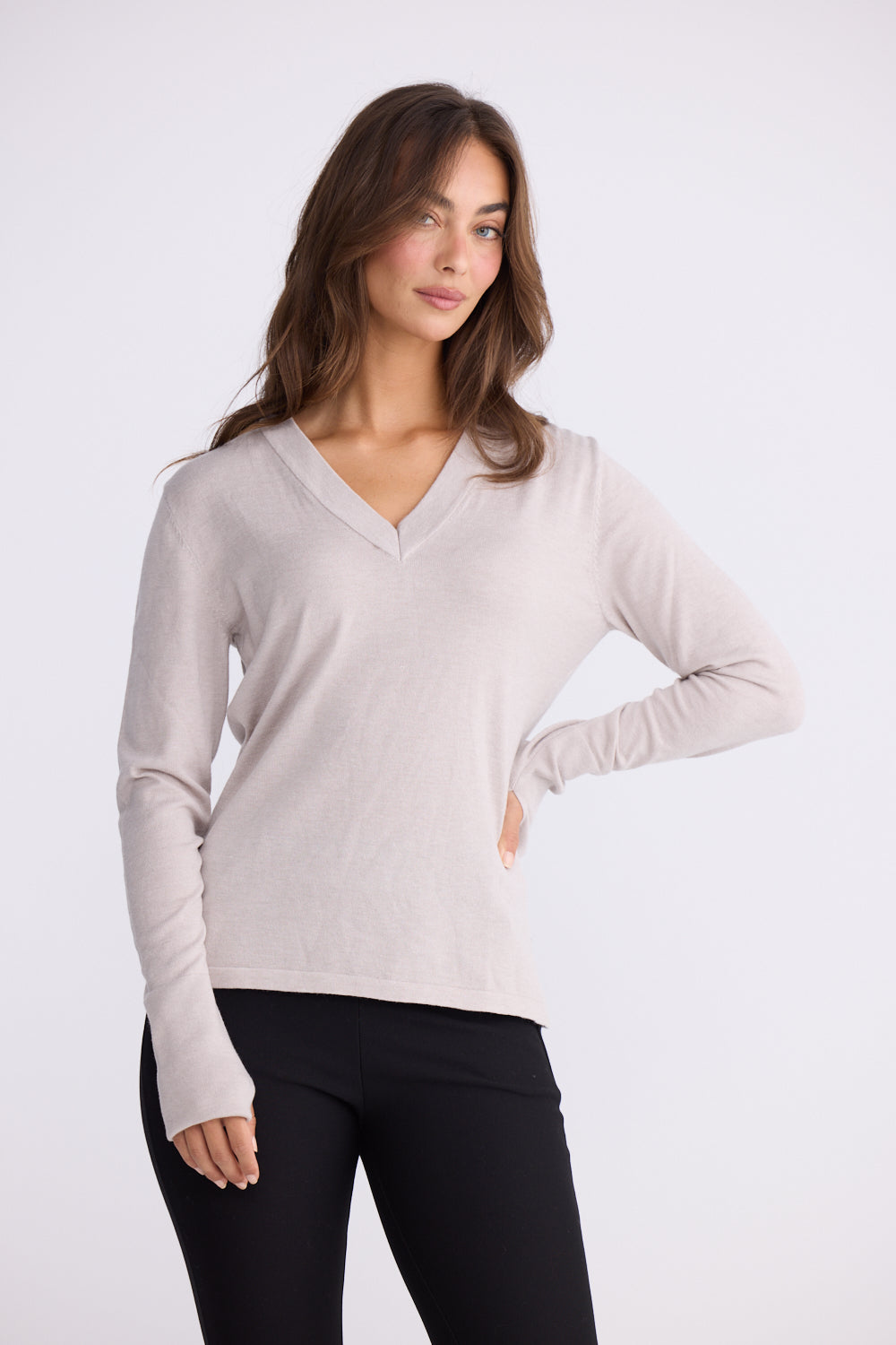 BRAVE & TRUE Cassian LS Knit Top DOVE