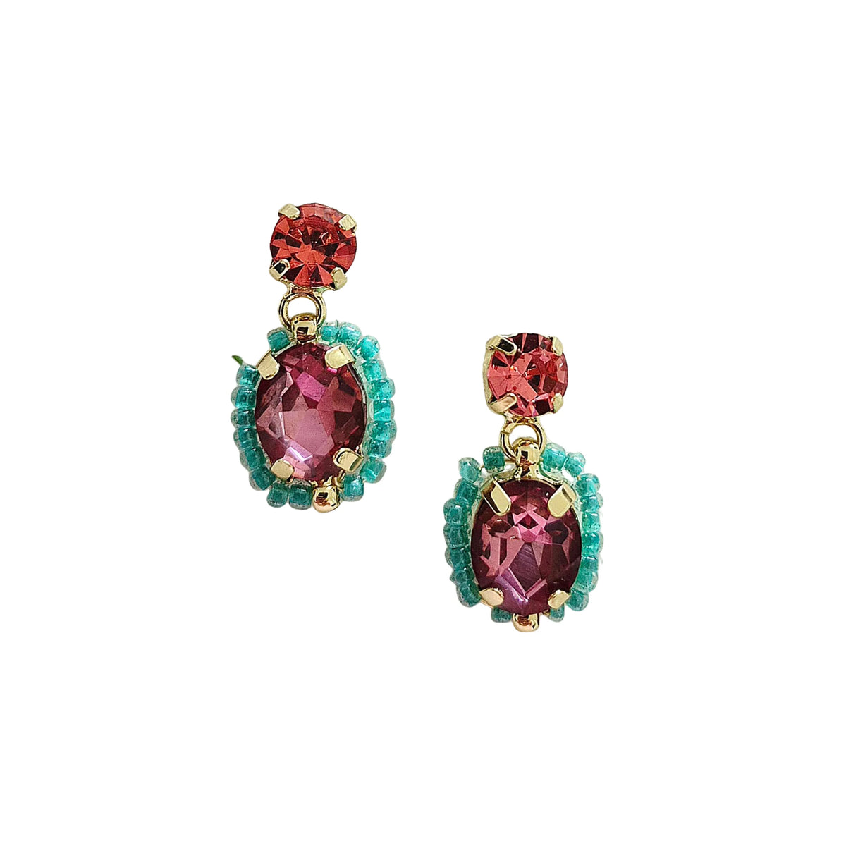 Teardrop Bling Earring TURQUOISE / HOT PINK