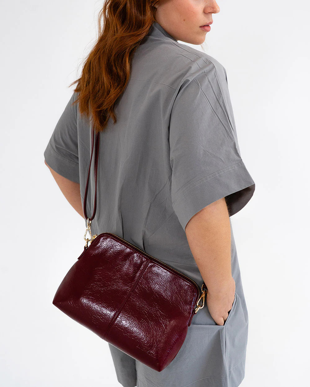 Elms & King Burbank LARGE BURGUNDY CRINKLE