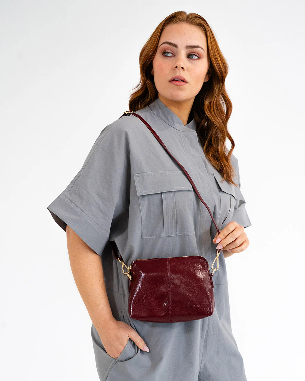 Elms & King Burbank Crossbody BURGUNDY CRINKLE