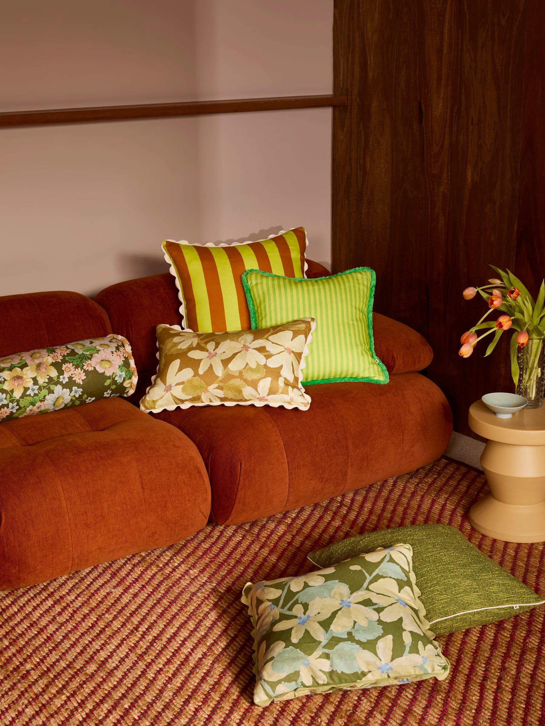 Bonnie & Neil Violet Mustard Cushion 60 x 40