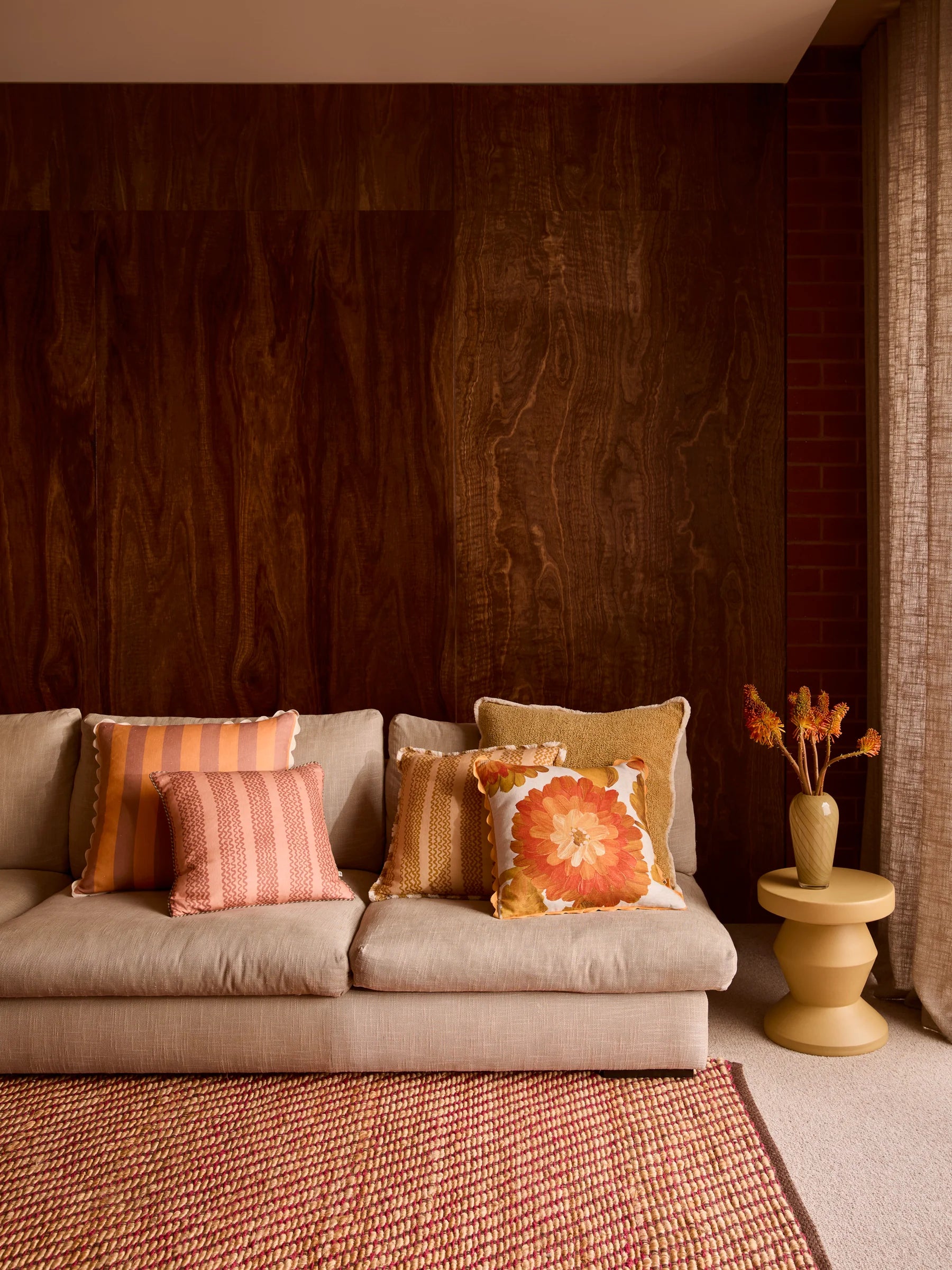 Bonnie & Neil Mini Wave Caramel Cushion 50CM