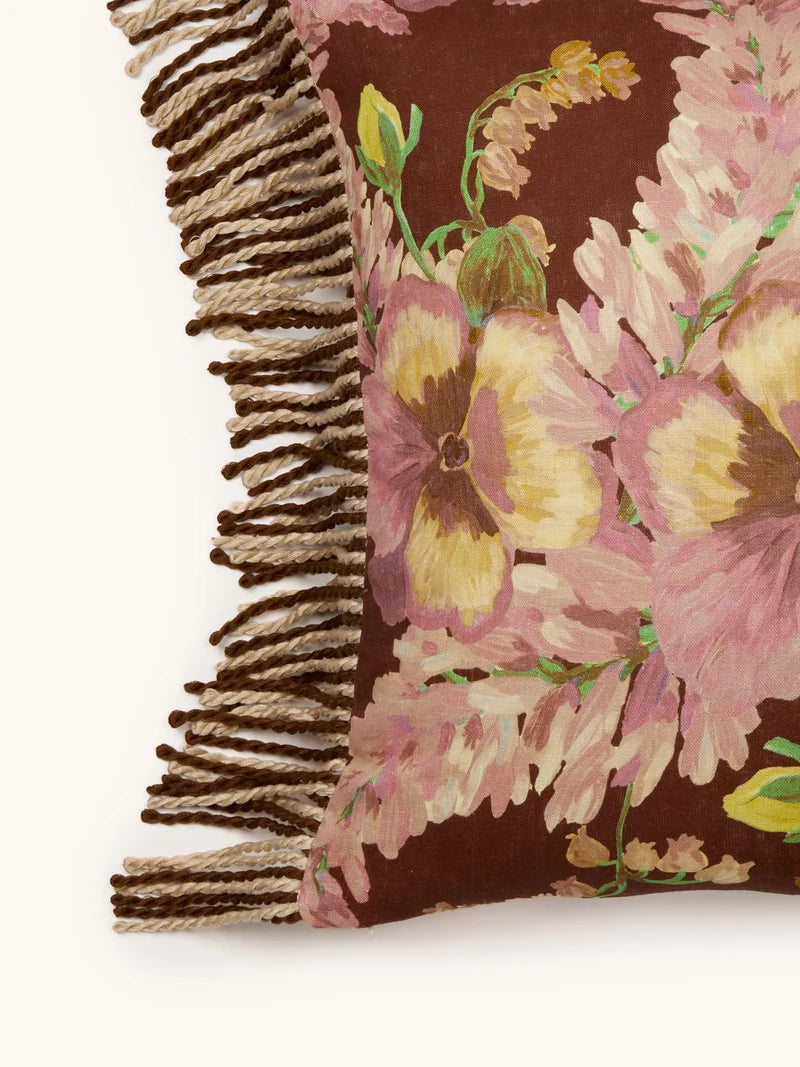Bonnie & Neil Mountain Floral Cushion Cocoa 50cm