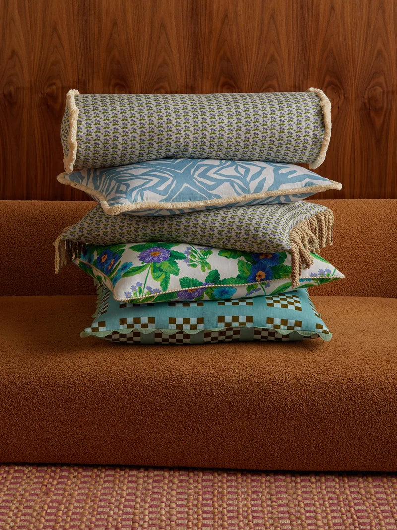 Bonnie & Neil Lattice Cushion Blue 60cm