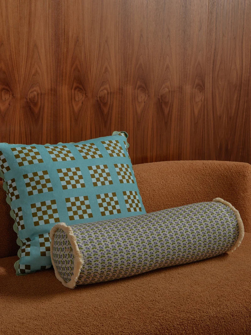 Bonnie & Neil Lattice Cushion Blue 60cm