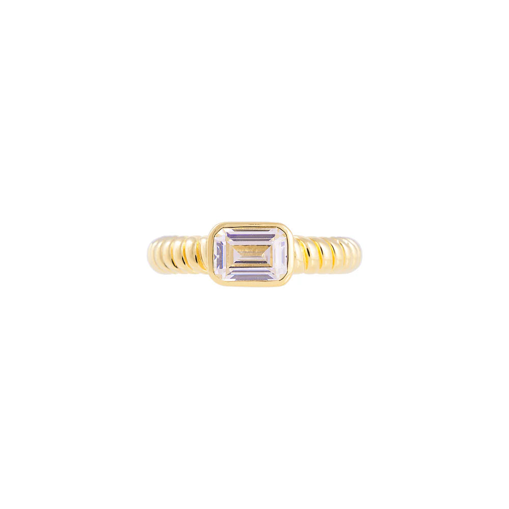 FAIRLEY Emerald Cut Croissant Ring