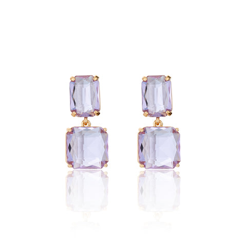 Square Crystal Double Drop Earrings LILAC