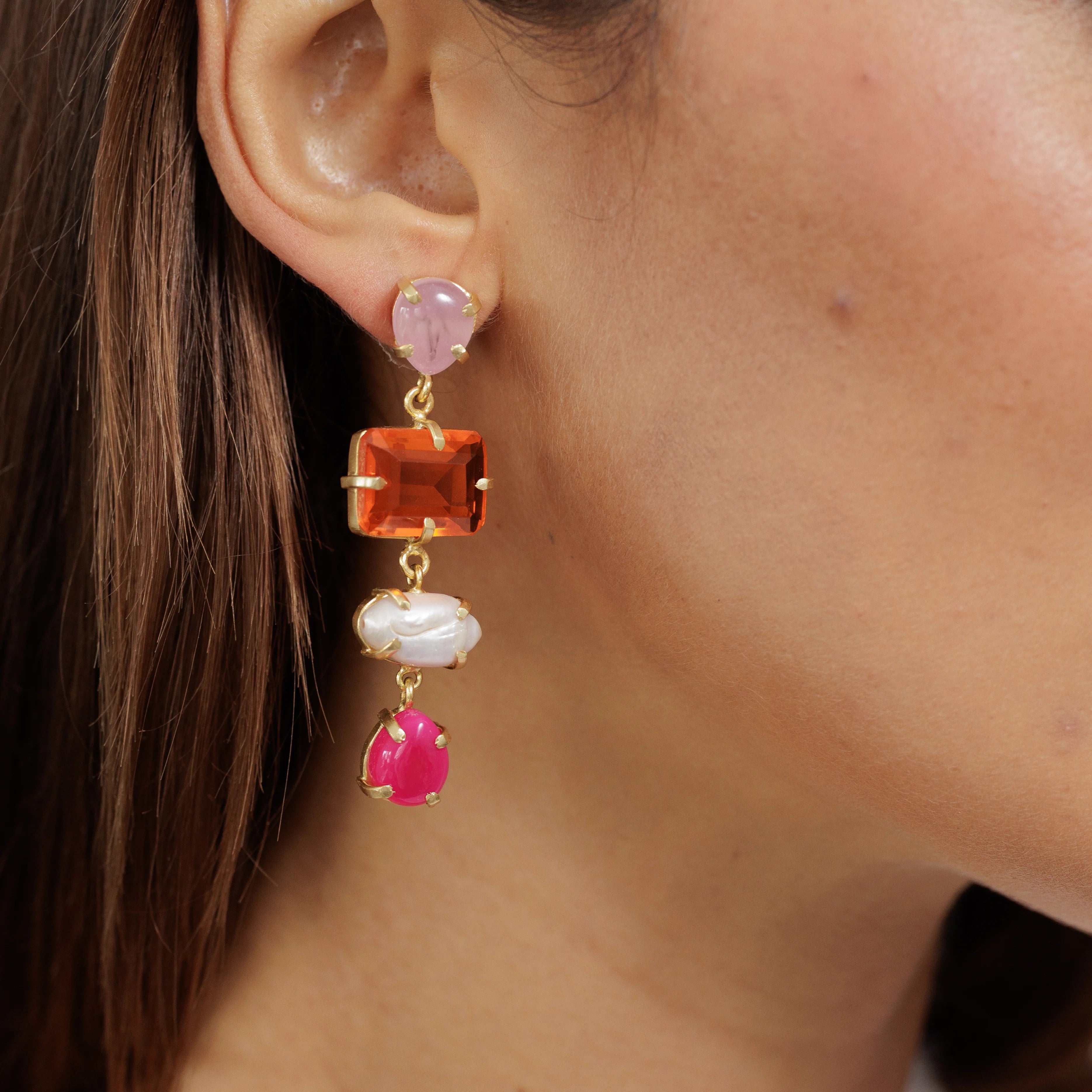 Statement Earrings PINK ORANGE
