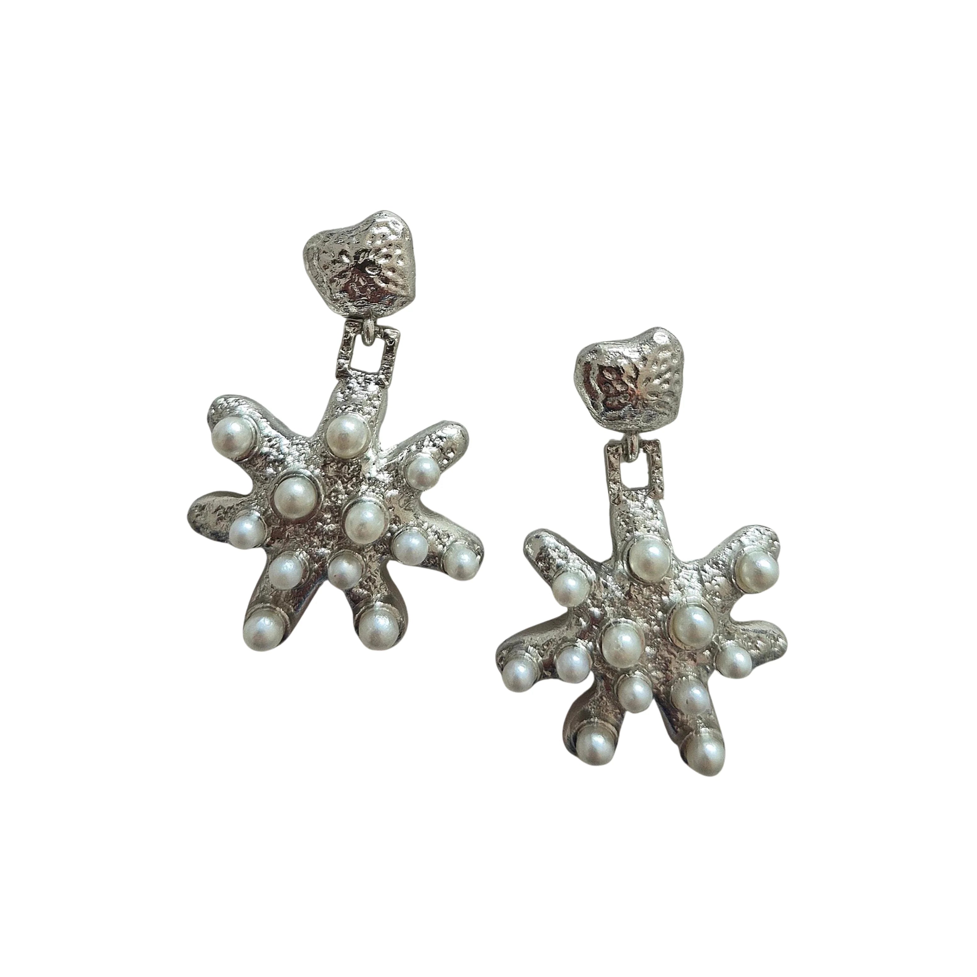 Silver Star & Pearl Earring
